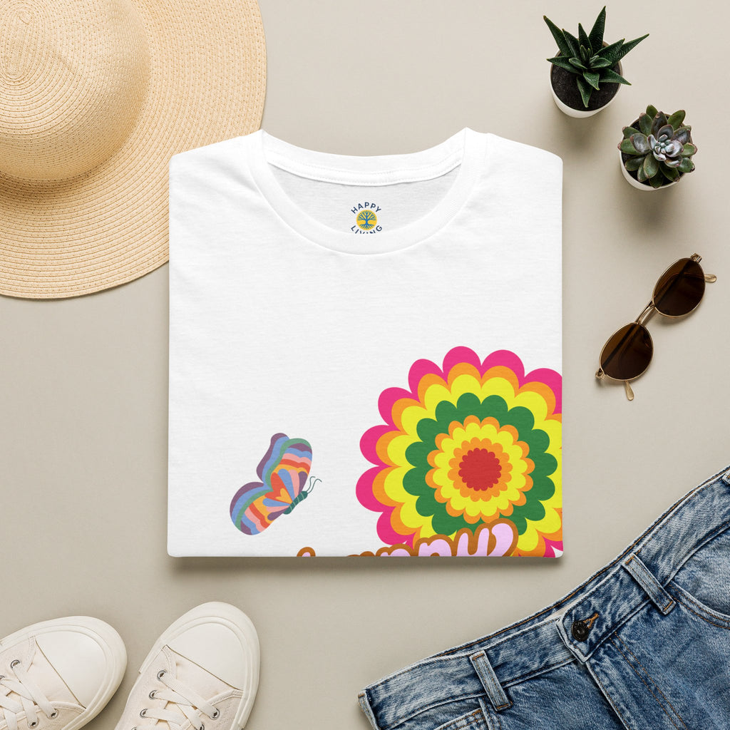 Women's Happy Vibes Retro Flower T‑Shirt