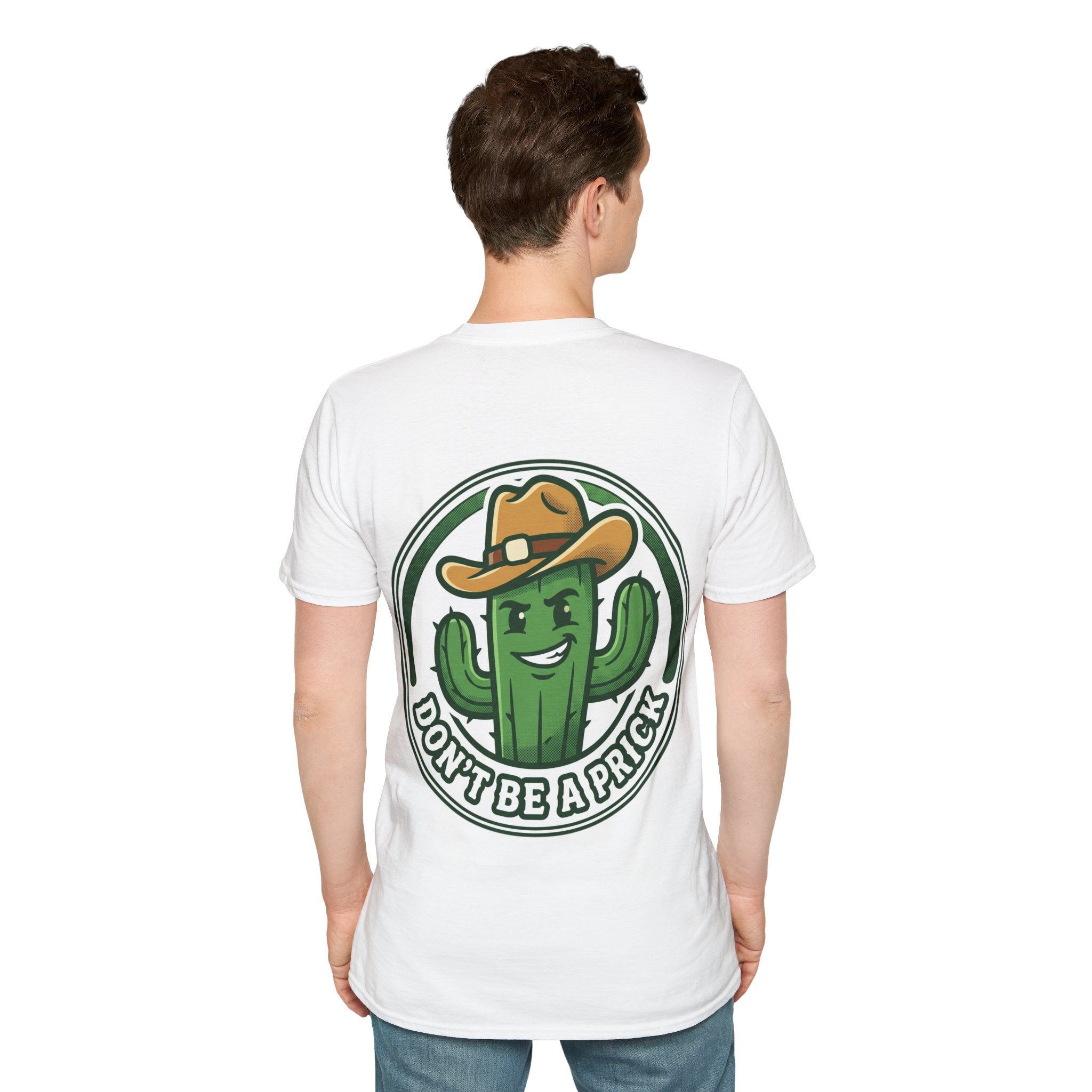 Mens Don’t Be a Prick Cactus T-Shirt | Cowboy Cactus Illustration, Humorous Western Tee