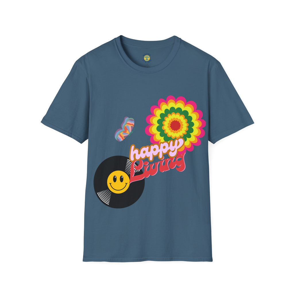 Women's Happy Vibes Retro Flower T‑Shirt