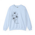 women Crewneck Sweatshirt — Minimal Black Floral "You're Seen" Design