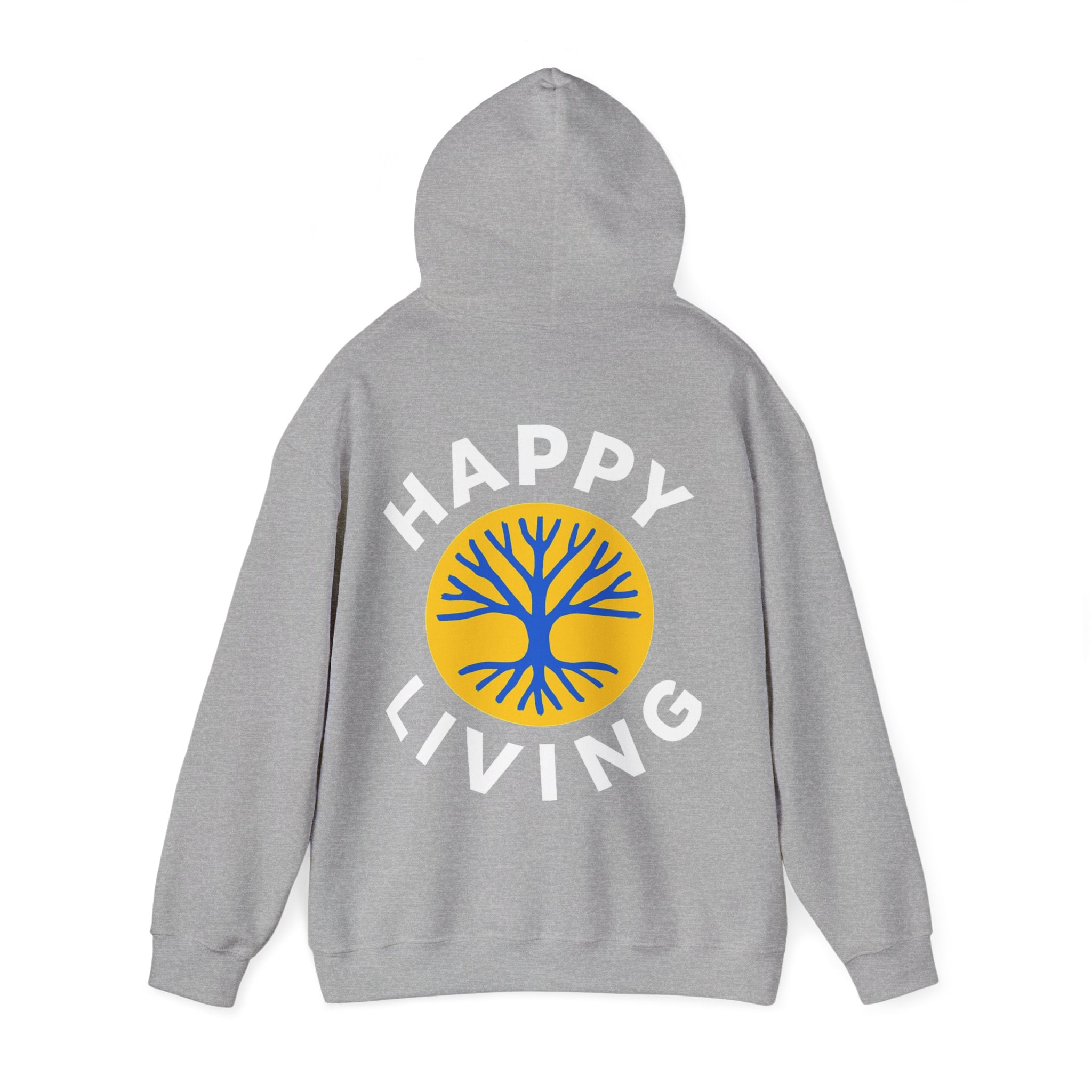 Women's Happy Living tree logo Hoodie | wellness lifestyle pullover