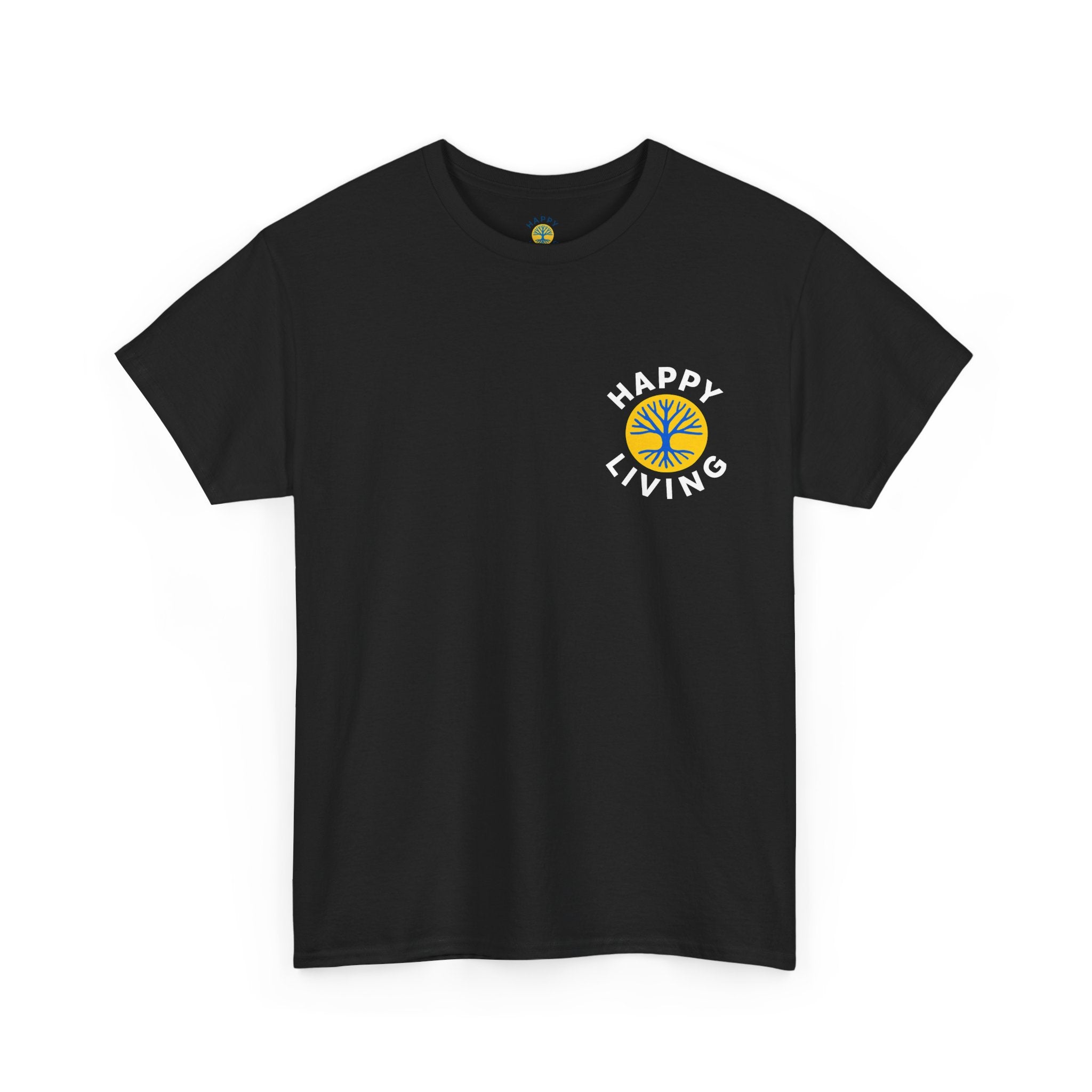 Women's Happy Living Logo Graphic Tee | Pocket Print, Minimal Retro Logo