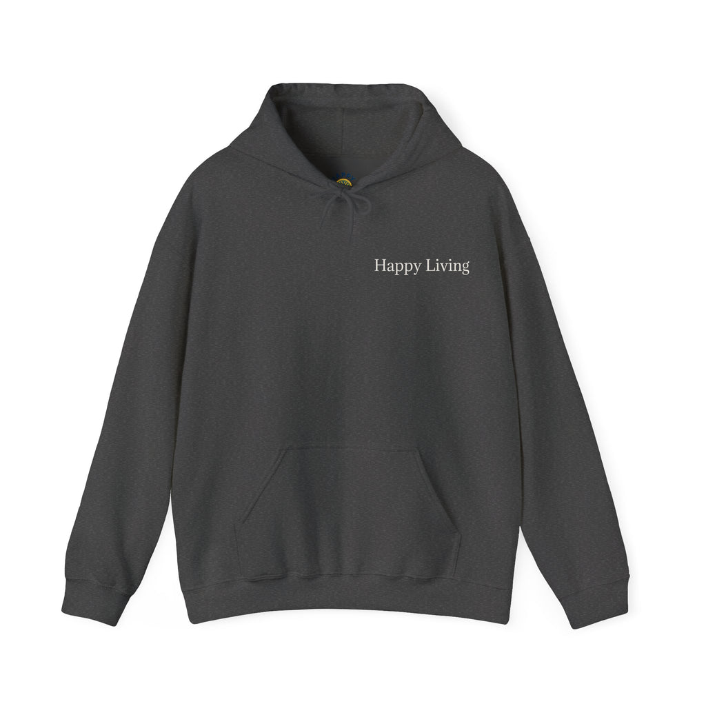 Men's Happy Living tree logo Hoodie | wellness lifestyle pullover