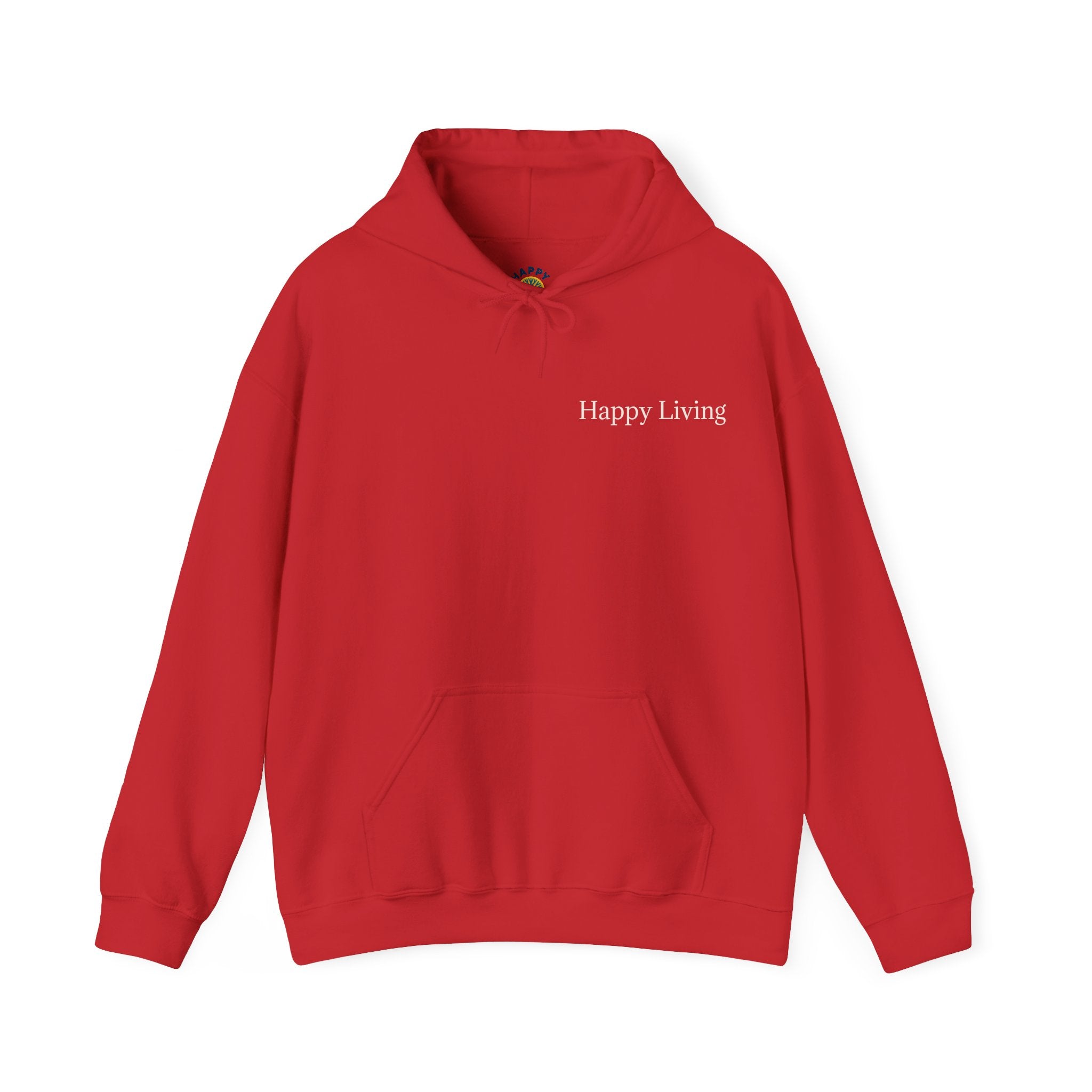 Men's Happy Living tree logo Hoodie | wellness lifestyle pullover