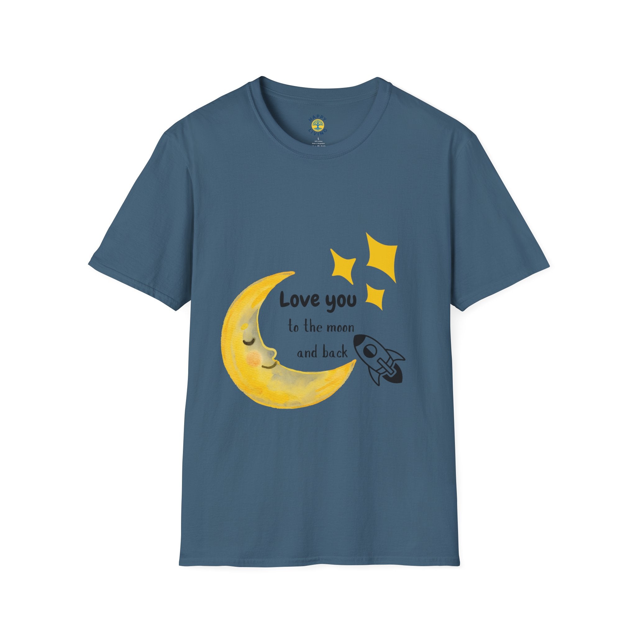 Love You To The Moon T-Shirt — Cute Moon & Rocket Graphic Tee