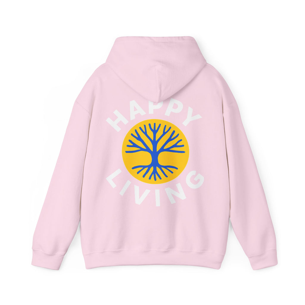 Men's Happy Living tree logo Hoodie | wellness lifestyle pullover