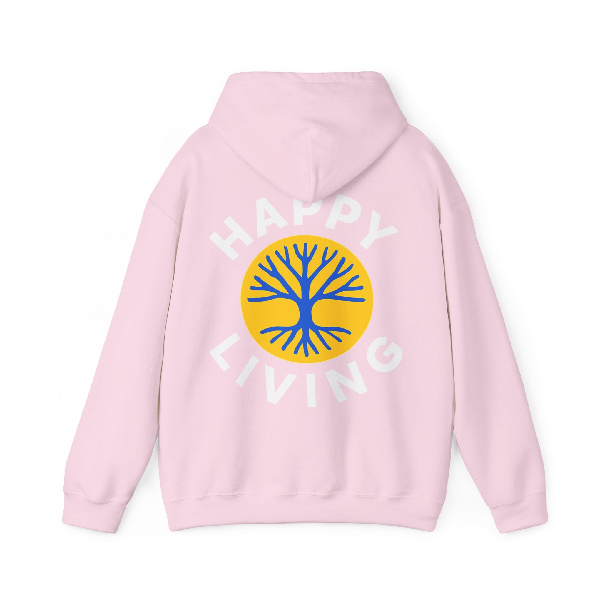 Men's Happy Living tree logo Hoodie | wellness lifestyle pullover