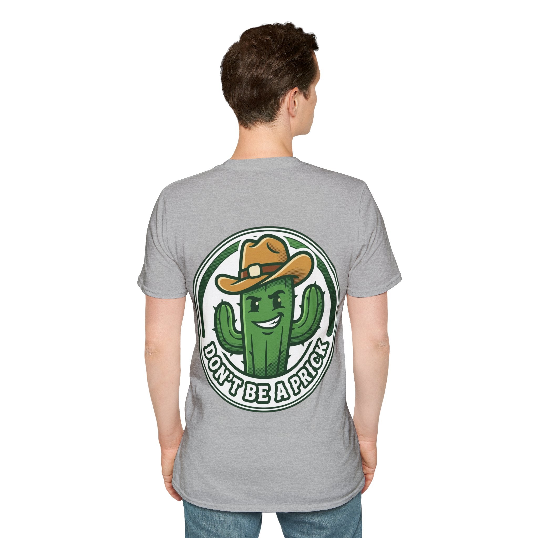Mens Don’t Be a Prick Cactus T-Shirt | Cowboy Cactus Illustration, Humorous Western Tee