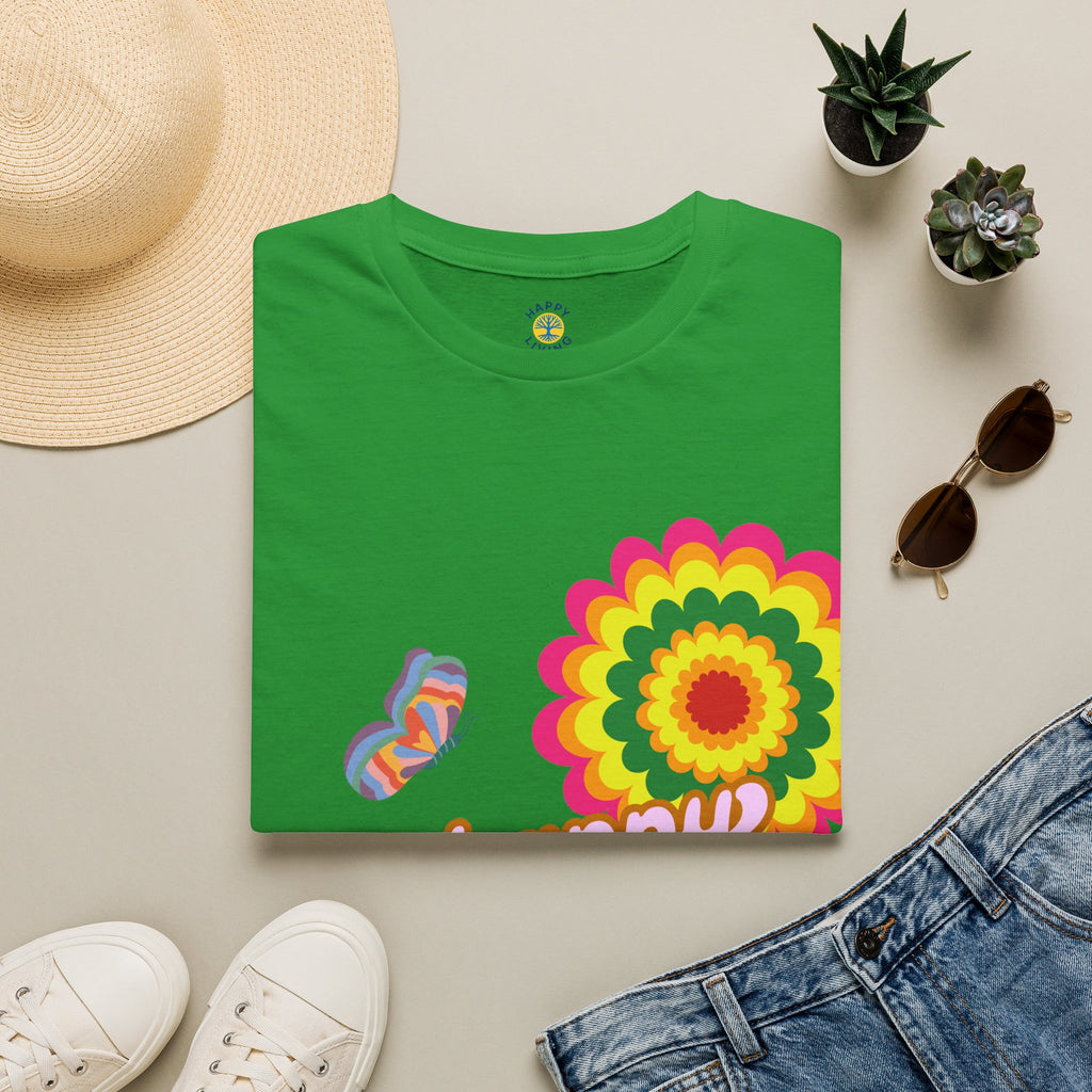 Men's-Happy Vibes Retro Flower T‑Shirt