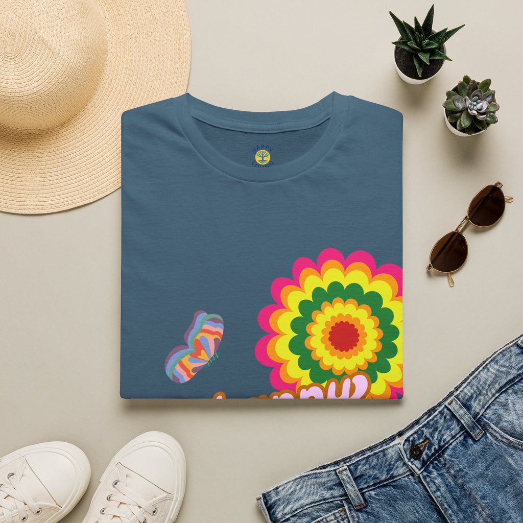 Men's-Happy Vibes Retro Flower T‑Shirt
