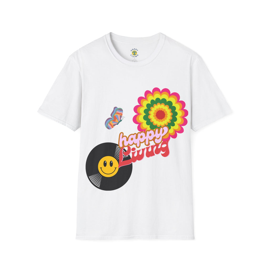 Men's-Happy Vibes Retro Flower T‑Shirt
