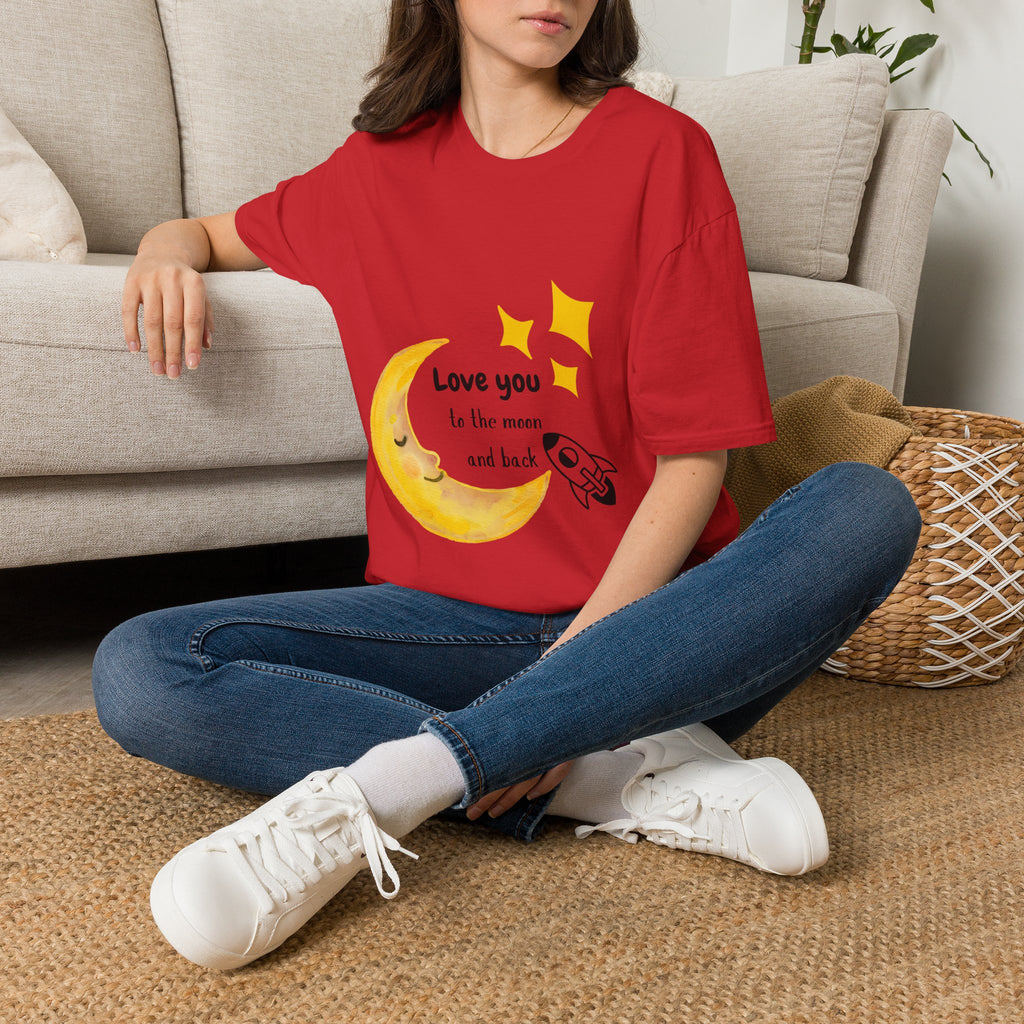 Love You To The Moon T-Shirt — Cute Moon & Rocket Graphic Tee