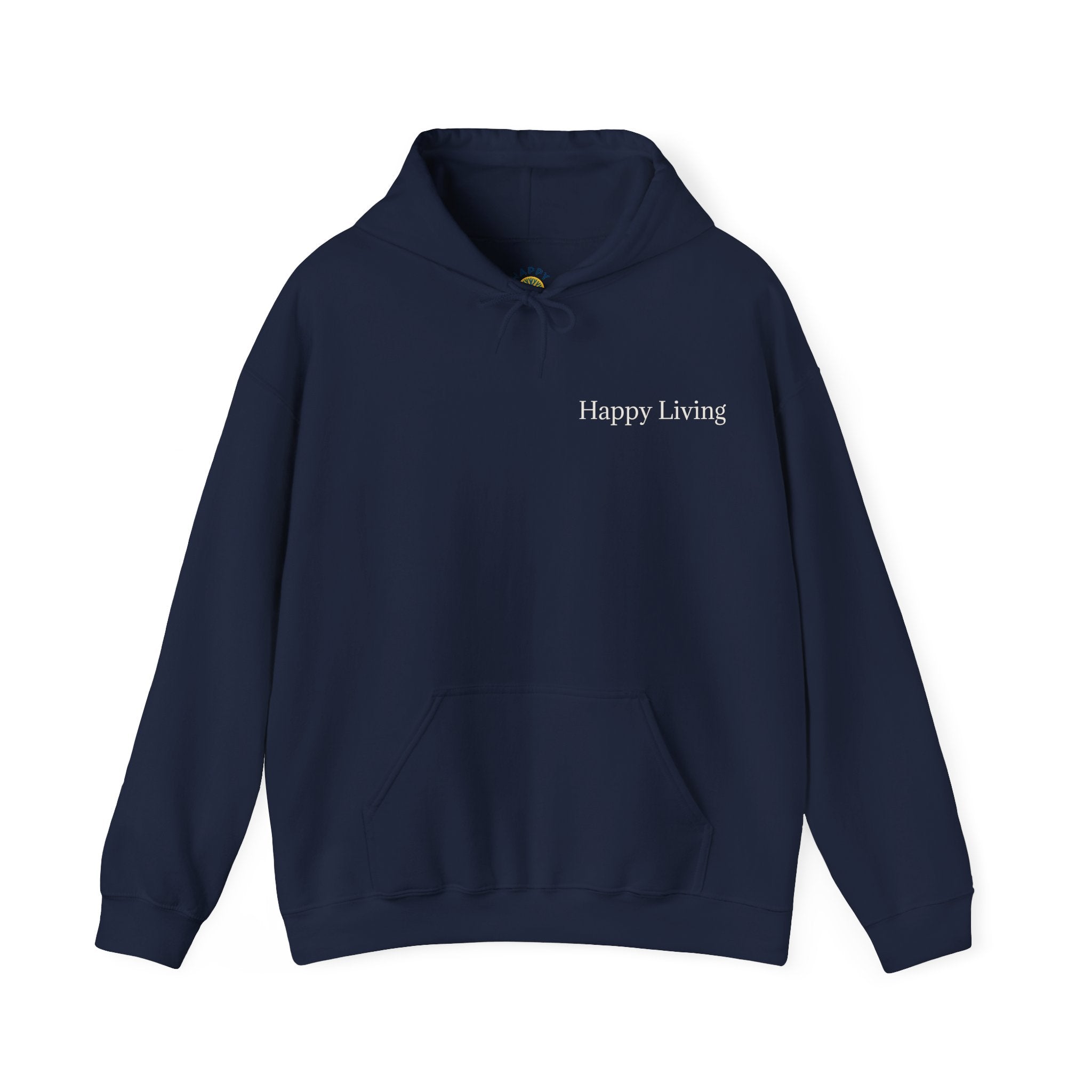 Men's Happy Living tree logo Hoodie | wellness lifestyle pullover