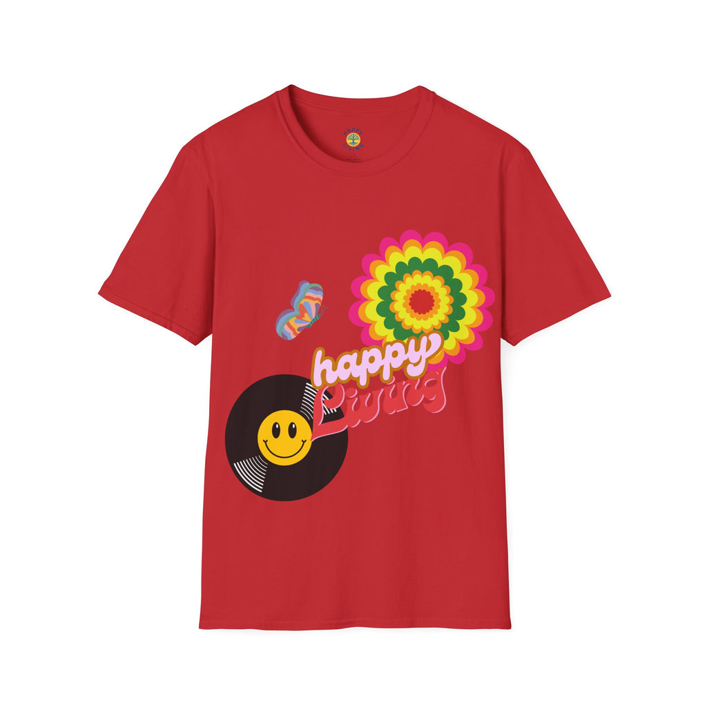 Women's Happy Vibes Retro Flower T‑Shirt