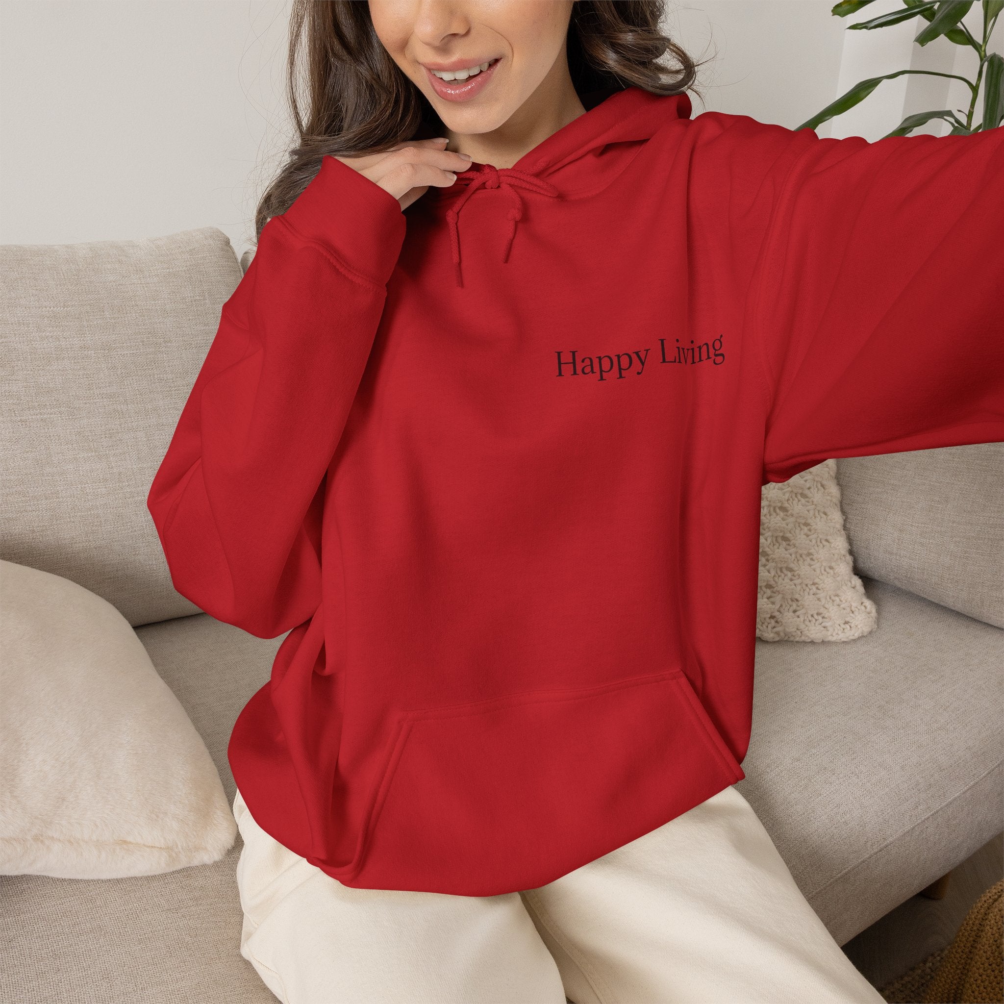 Women's Happy Living endo logo Hoodie | minimalist nature circle design