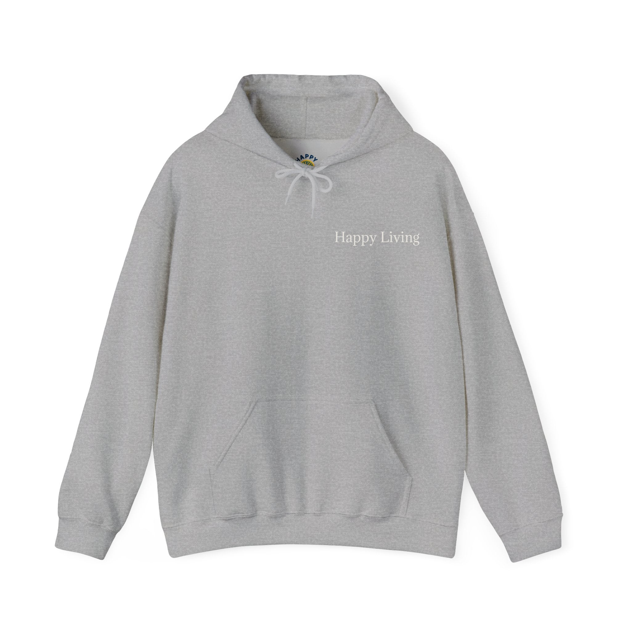Men's Happy Living tree logo Hoodie | wellness lifestyle pullover