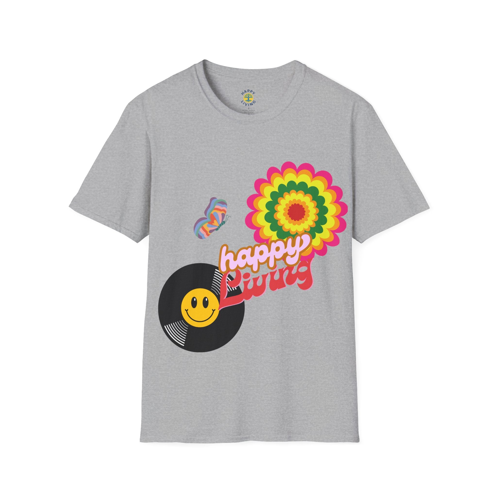 Men's-Happy Vibes Retro Flower T‑Shirt
