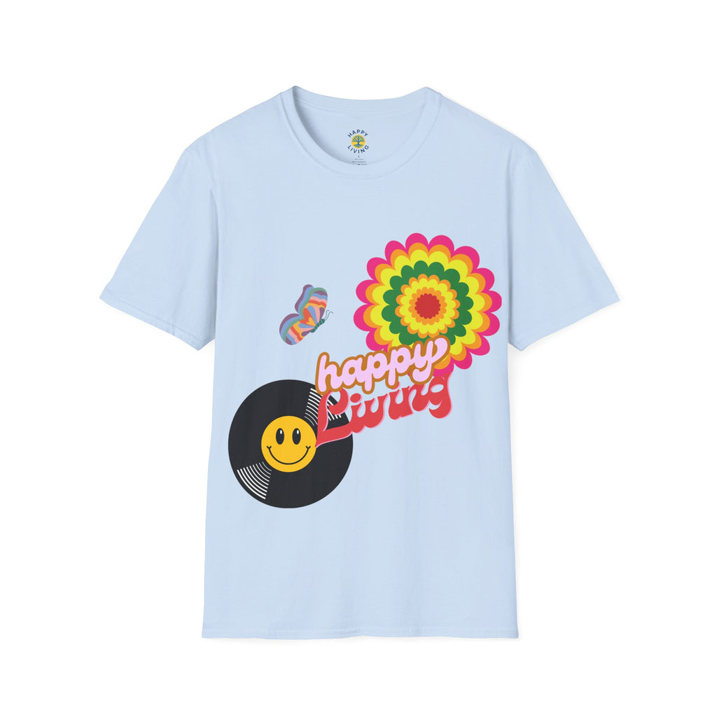Women's Happy Vibes Retro Flower T‑Shirt