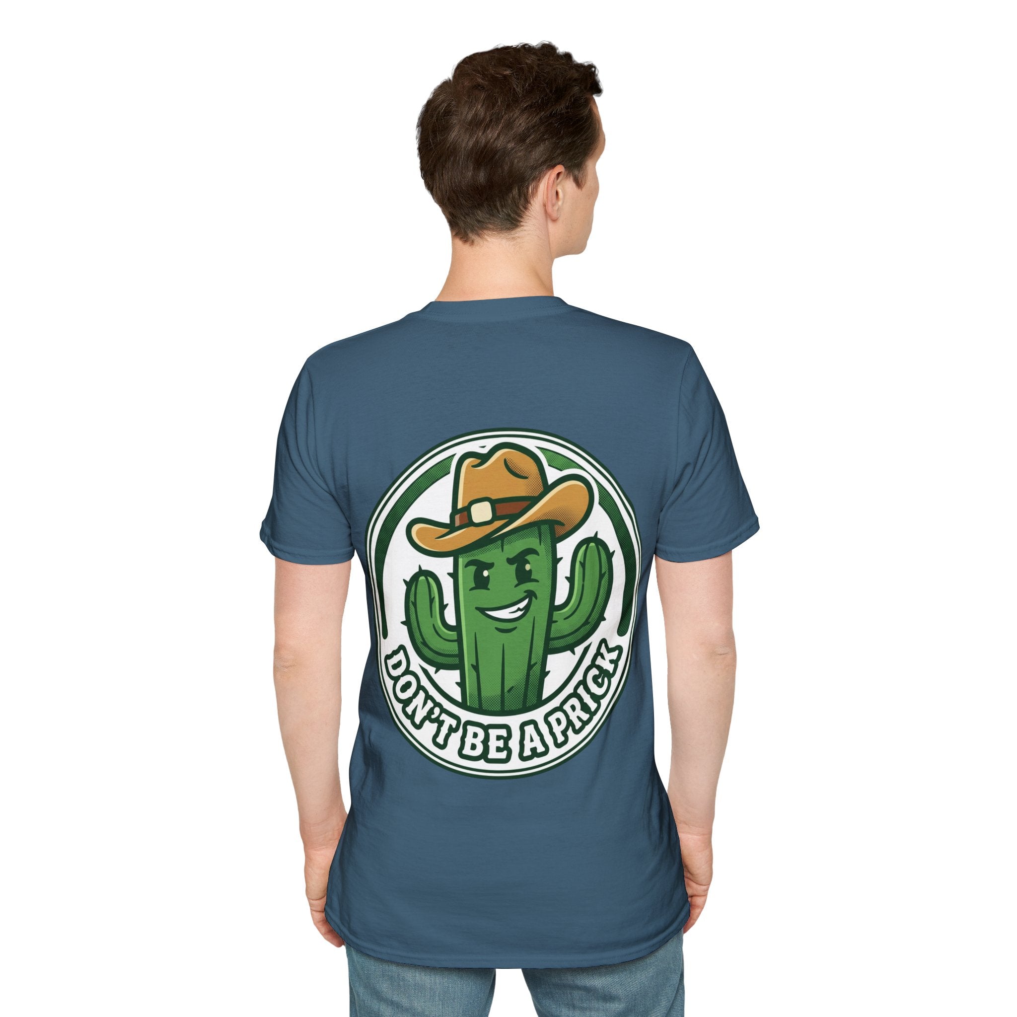 Mens Don’t Be a Prick Cactus T-Shirt | Cowboy Cactus Illustration, Humorous Western Tee