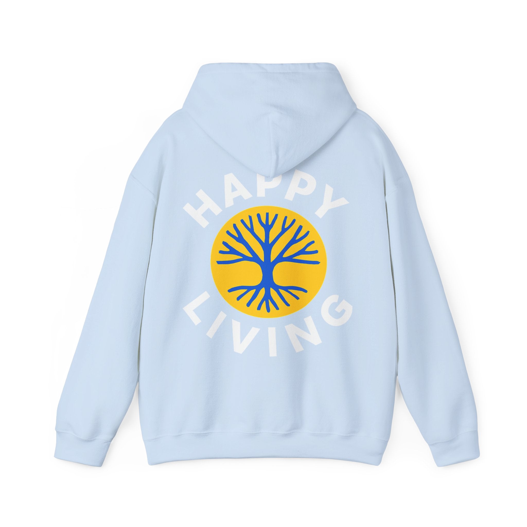 Men's Happy Living tree logo Hoodie | wellness lifestyle pullover