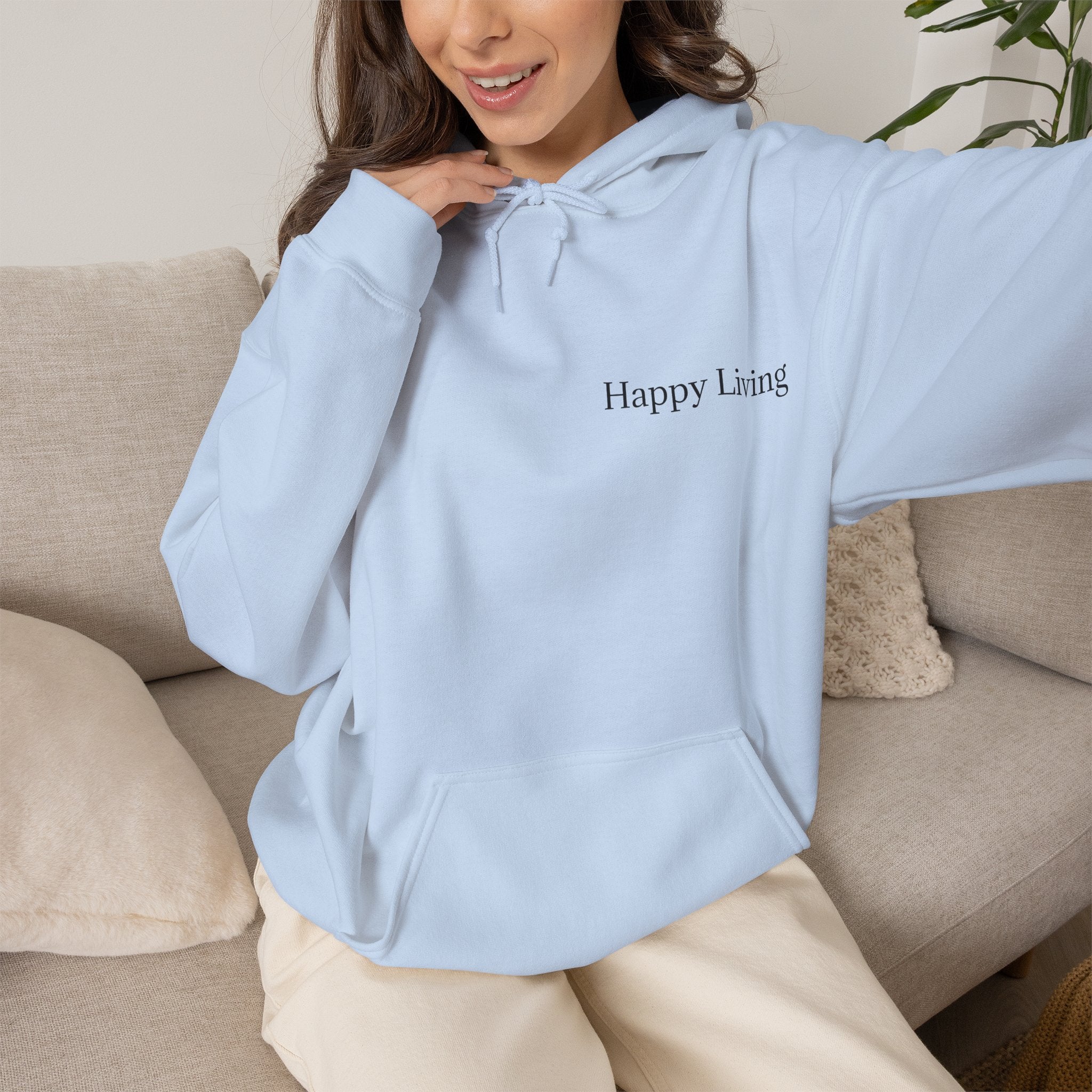 Women's Happy Living endo logo Hoodie | minimalist nature circle design