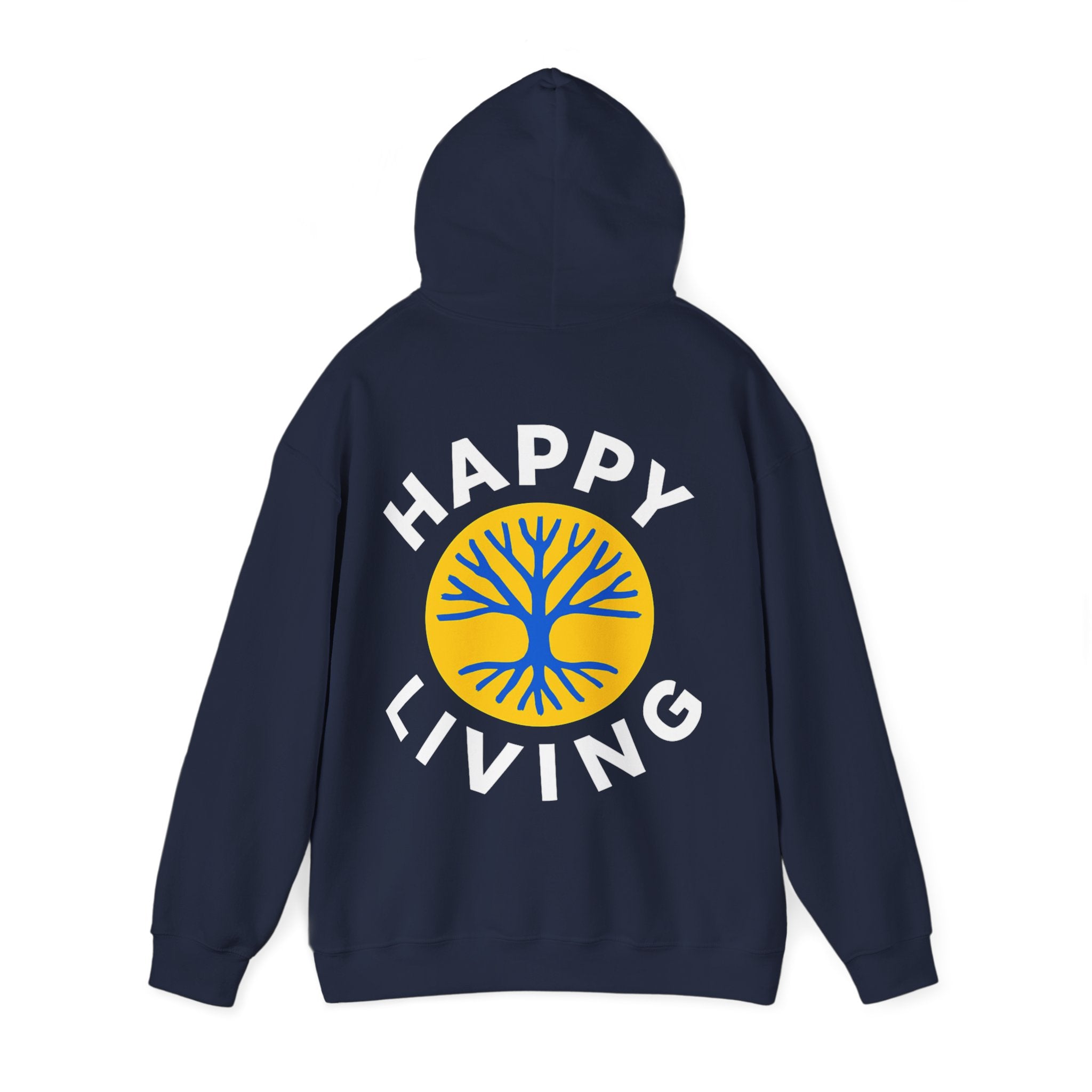 Women's Happy Living tree logo Hoodie | wellness lifestyle pullover
