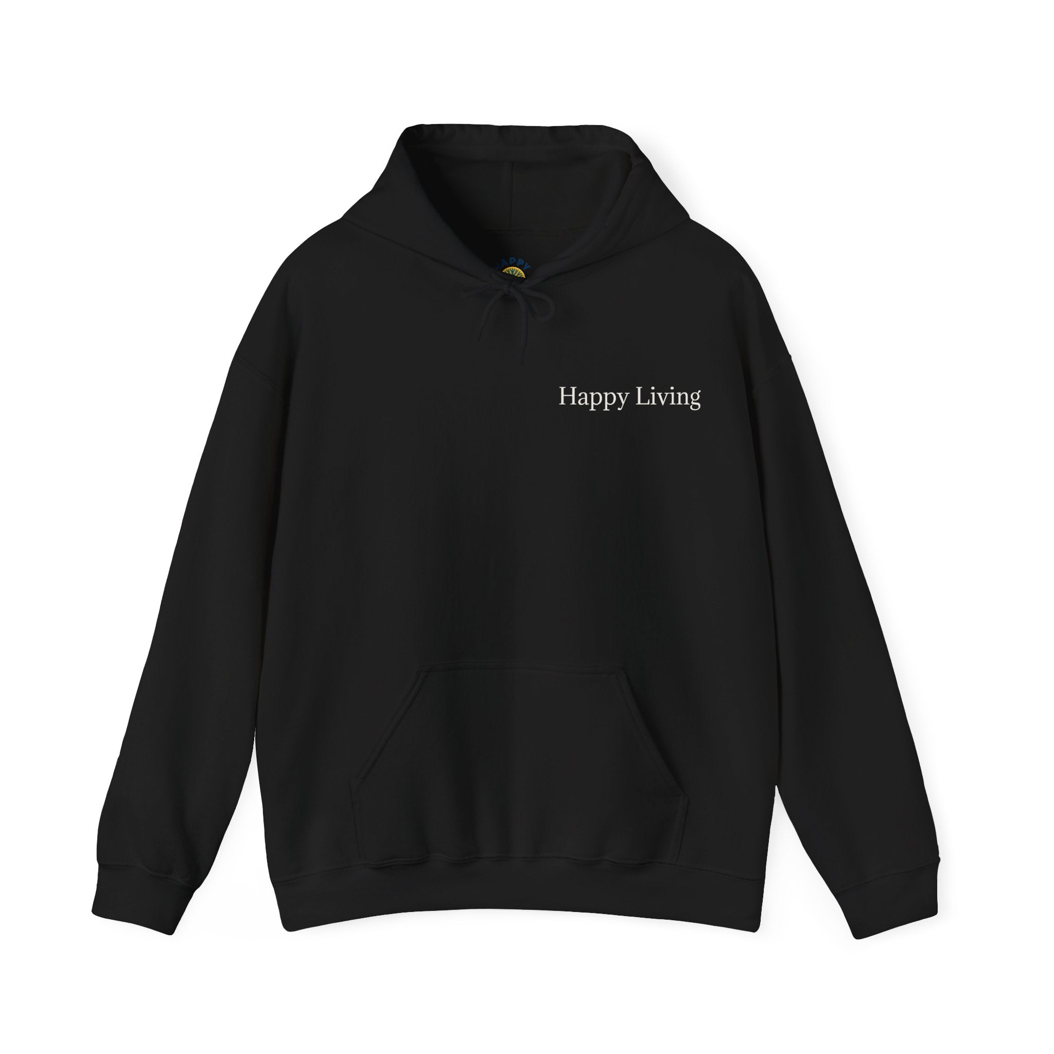 Men's Happy Living tree logo Hoodie | wellness lifestyle pullover