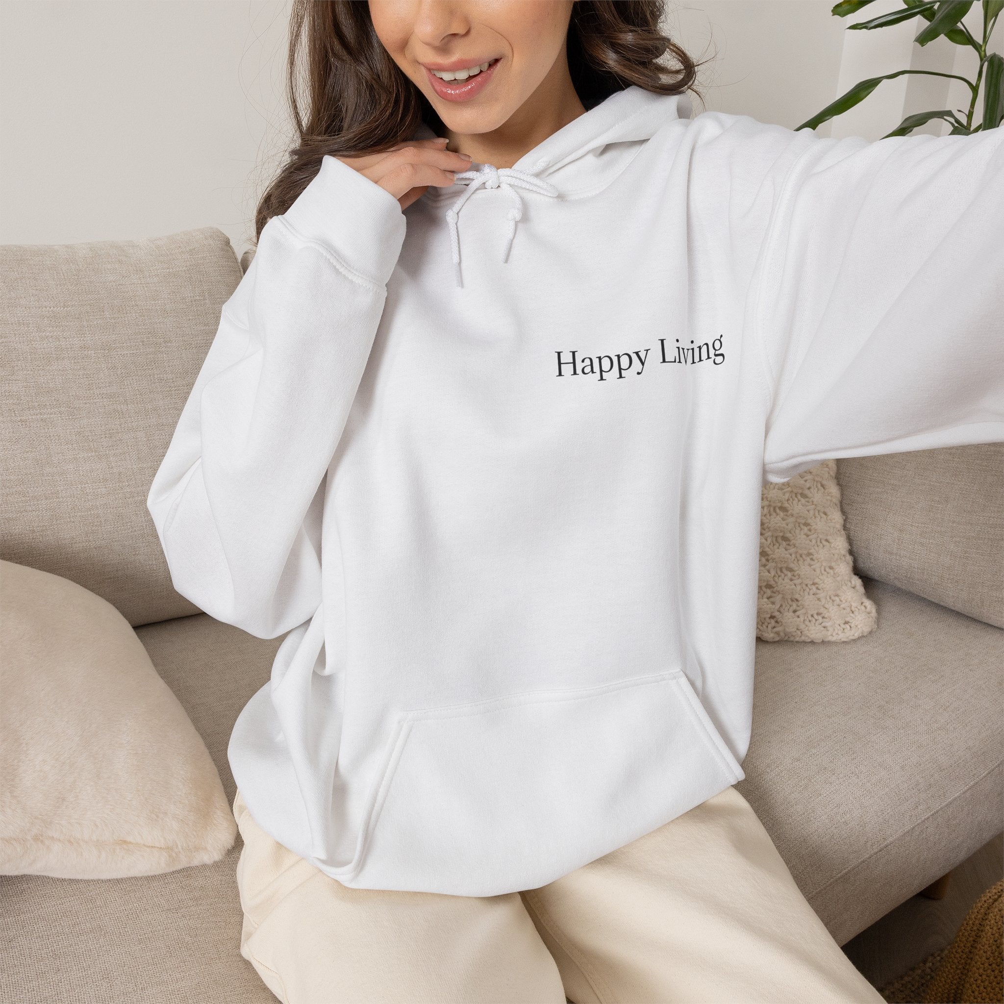 Women's Happy Living endo logo Hoodie | minimalist nature circle design