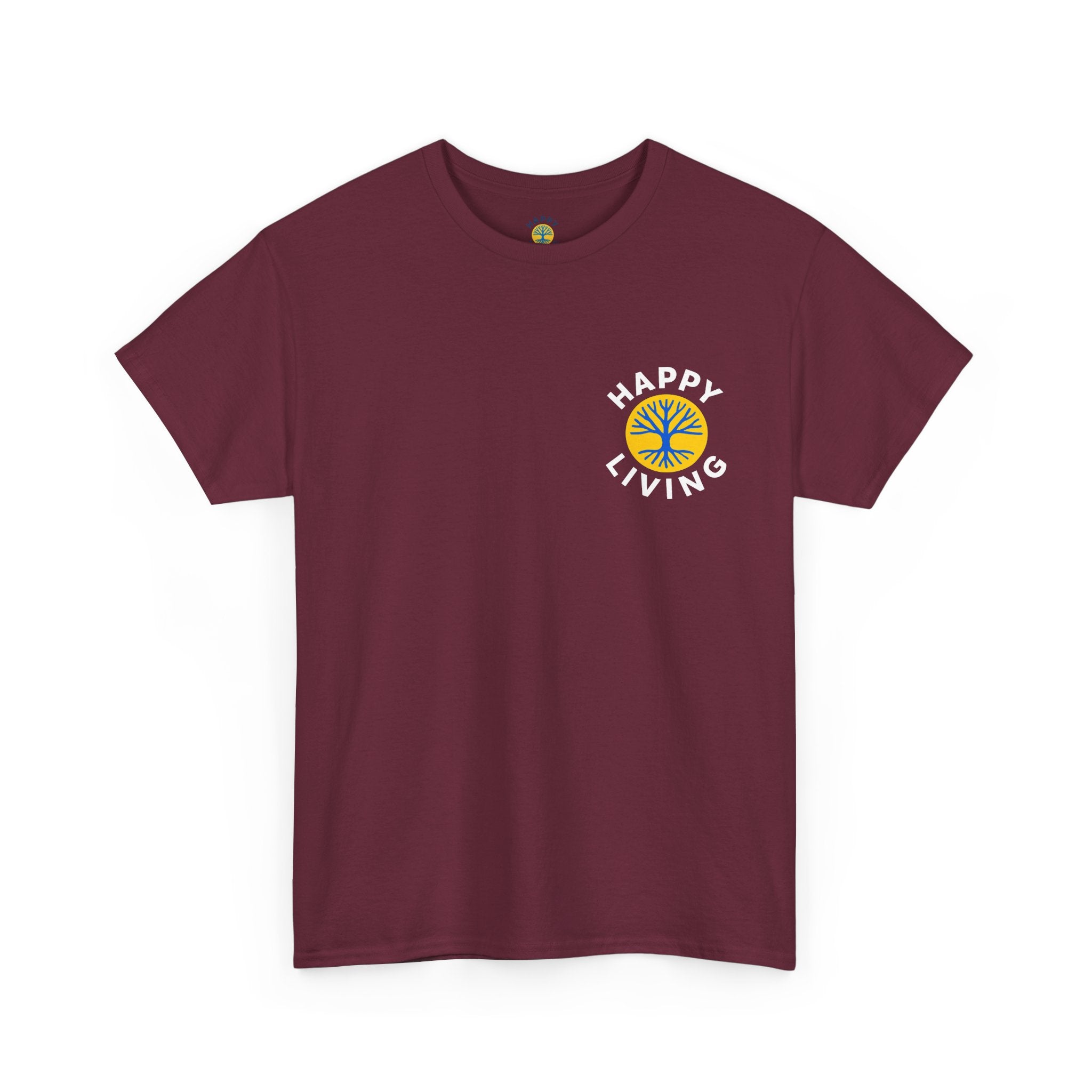 Women's Happy Living Logo Graphic Tee | Pocket Print, Minimal Retro Logo