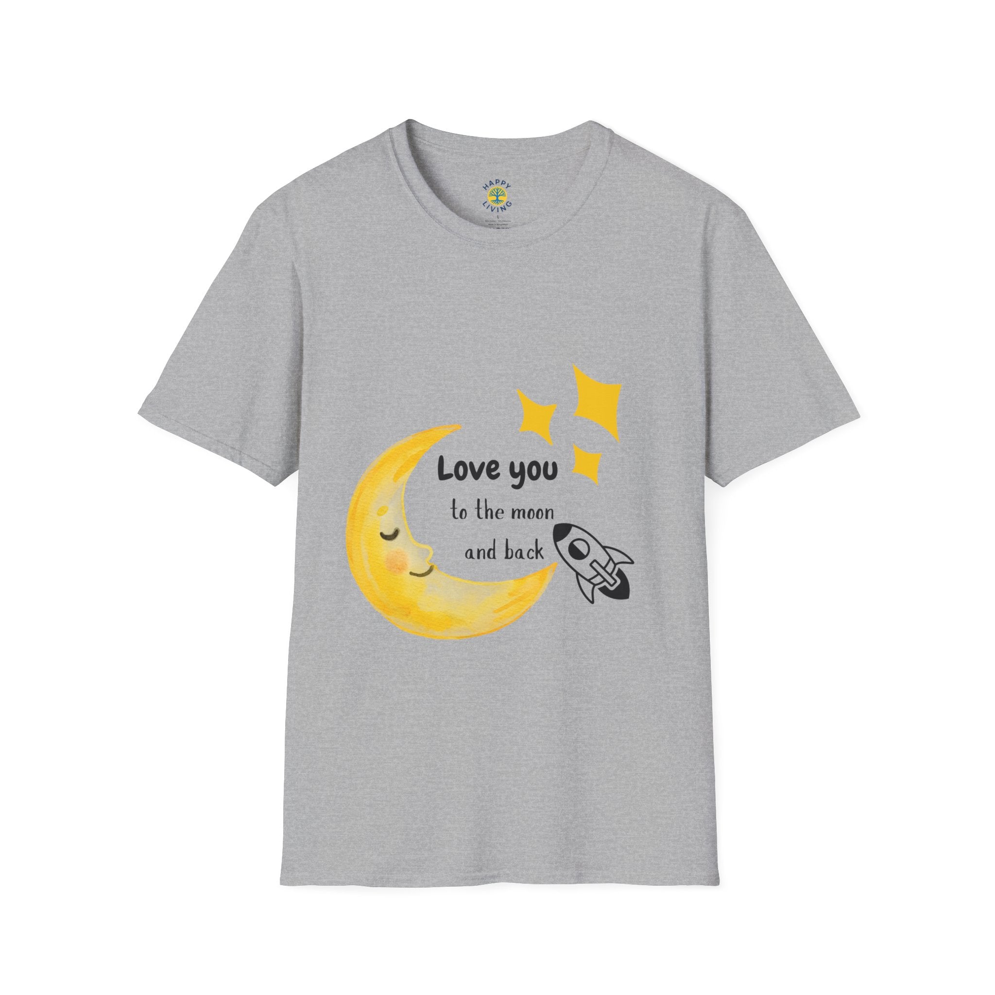 Love You To The Moon T-Shirt — Cute Moon & Rocket Graphic Tee