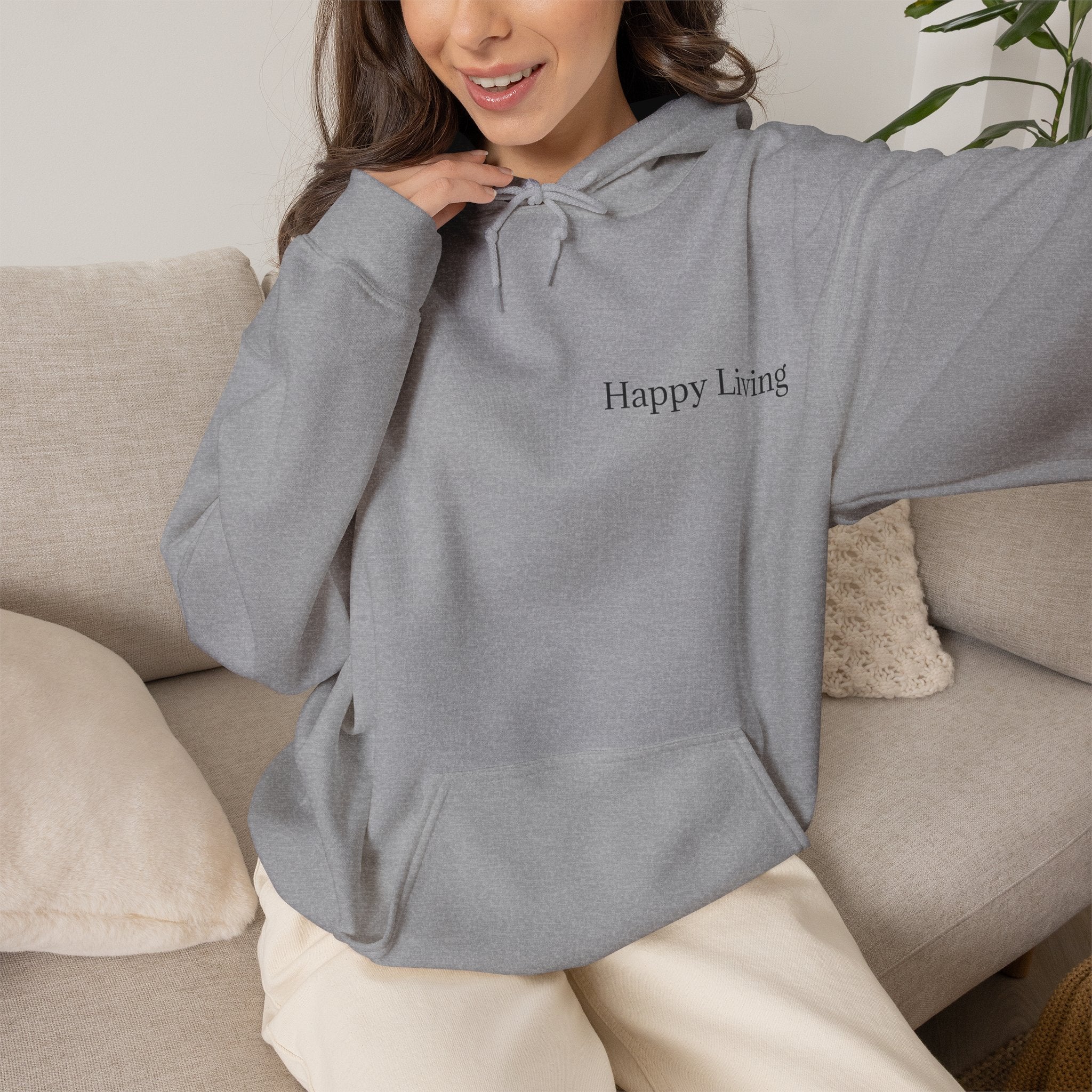 Women's Happy Living endo logo Hoodie | minimalist nature circle design