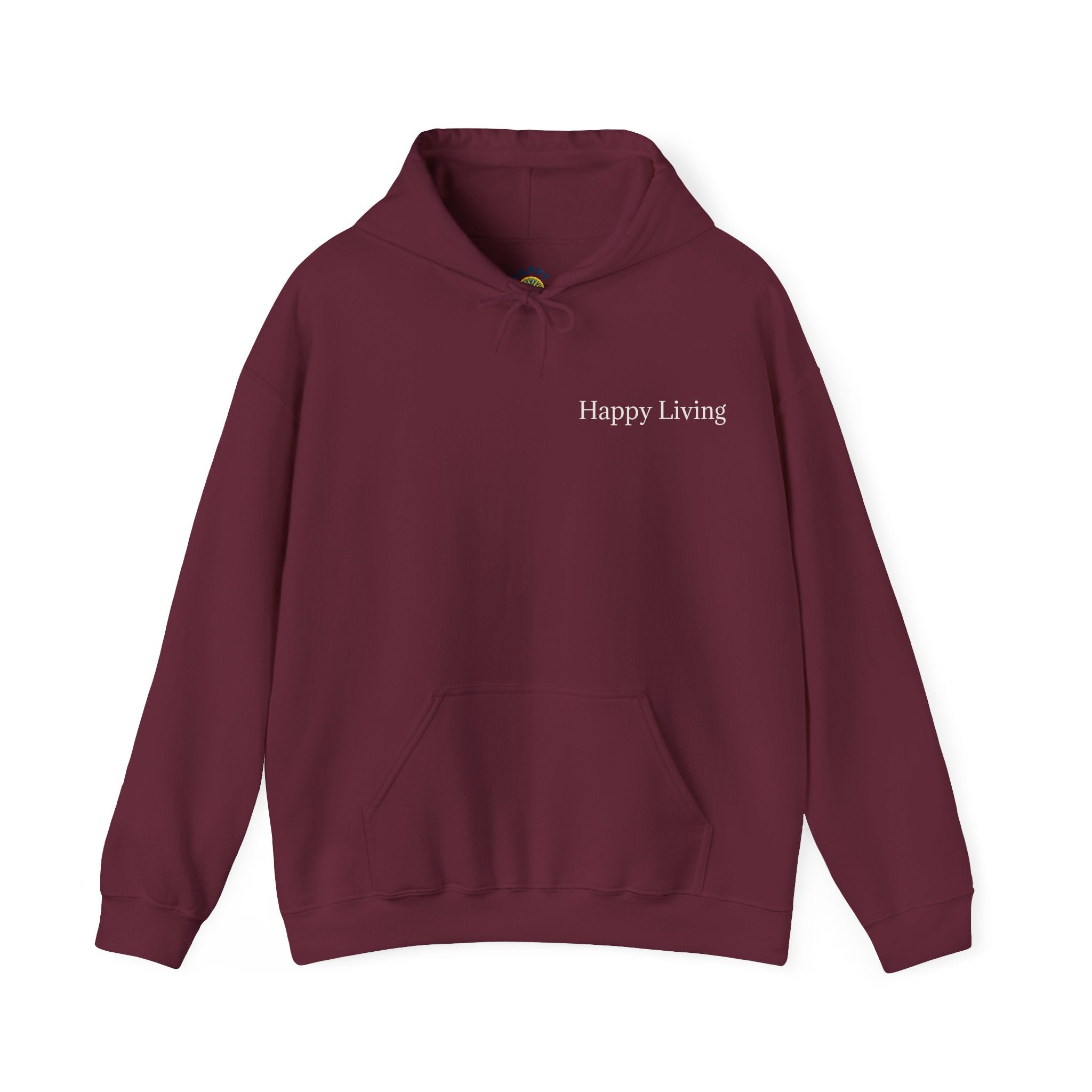 Men's Happy Living tree logo Hoodie | wellness lifestyle pullover