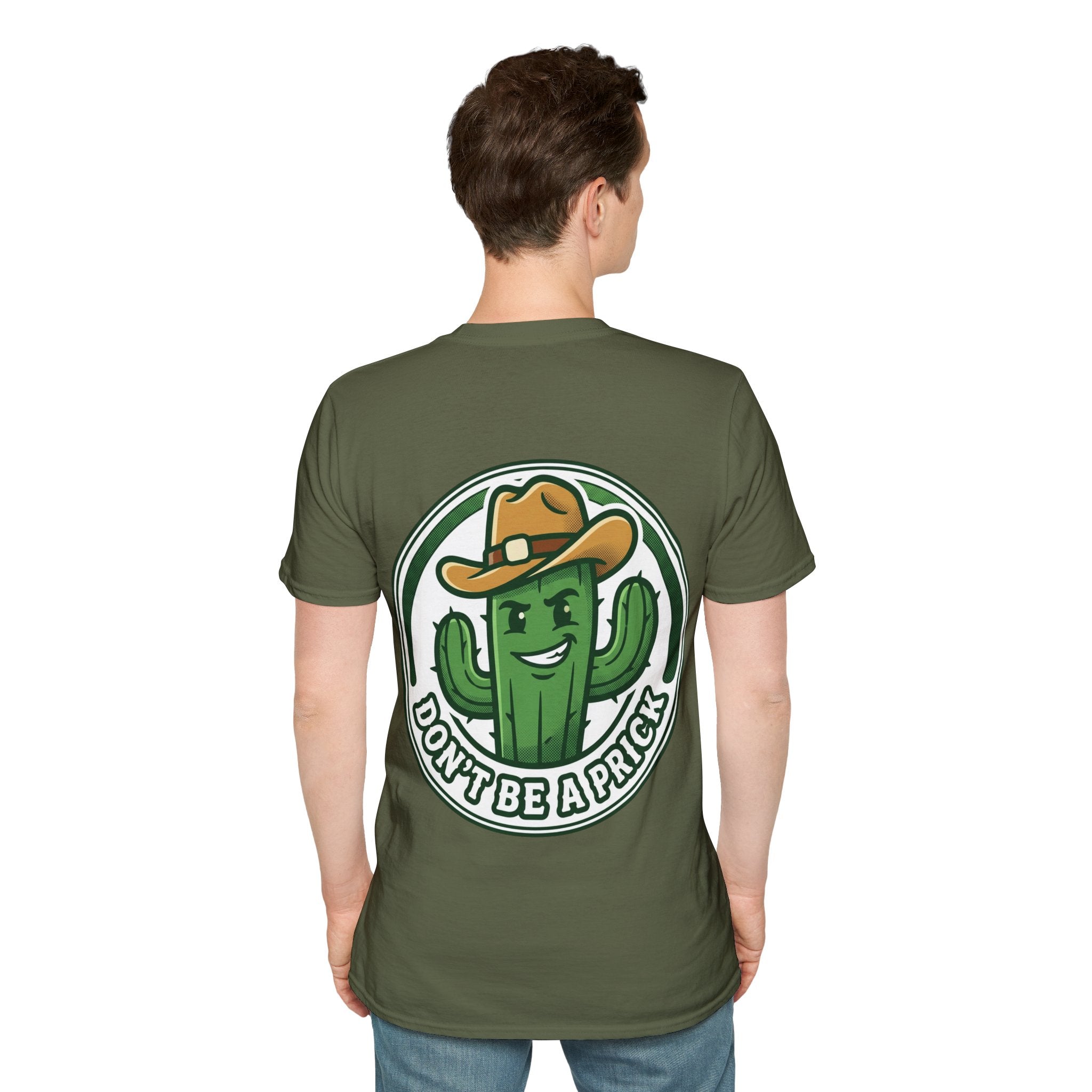 Mens Don’t Be a Prick Cactus T-Shirt | Cowboy Cactus Illustration, Humorous Western Tee