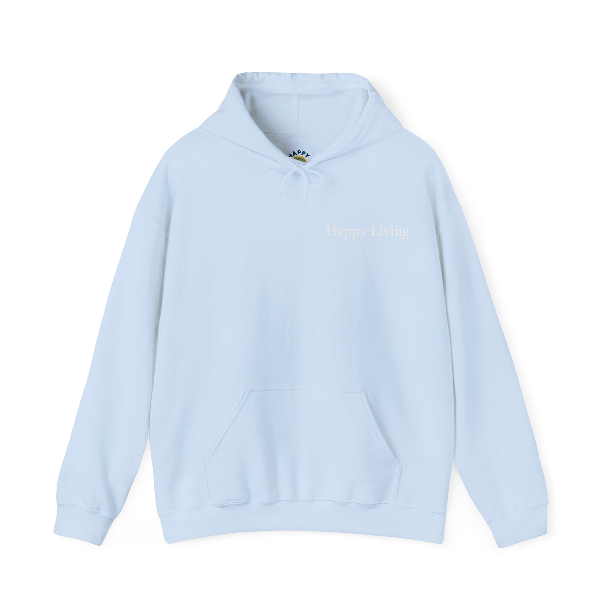 Men's Happy Living tree logo Hoodie | wellness lifestyle pullover