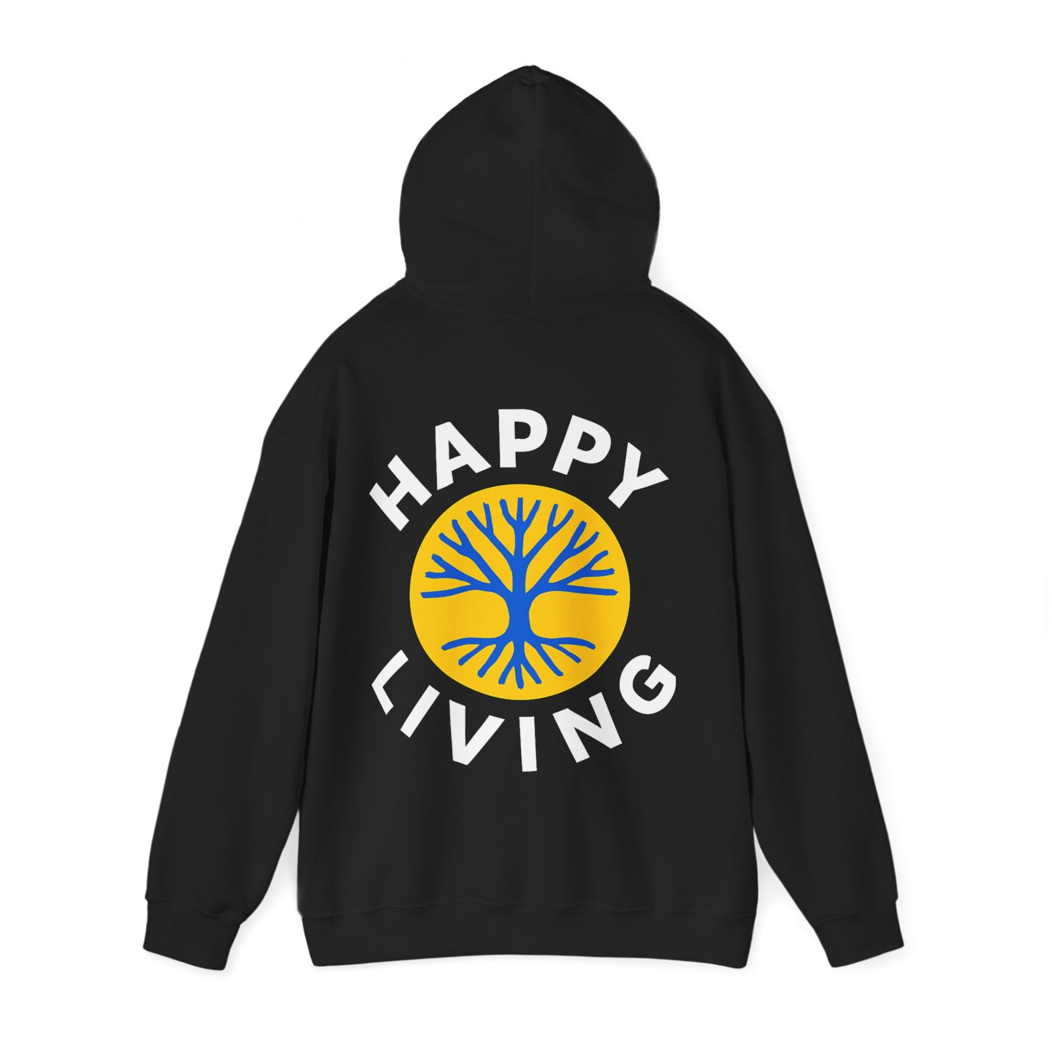 Women's Happy Living tree logo Hoodie | wellness lifestyle pullover