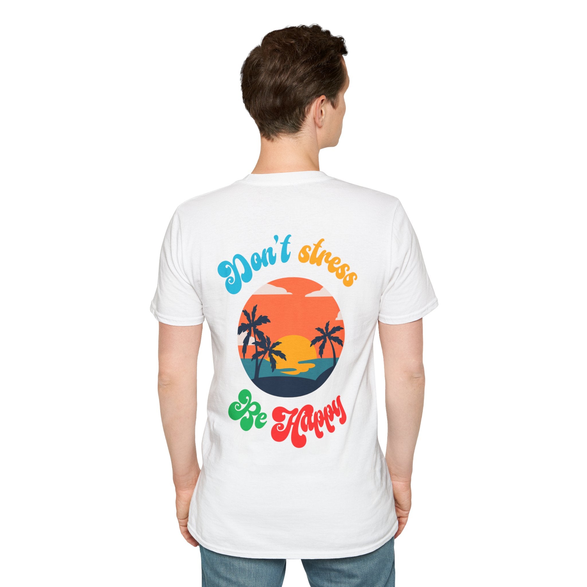 Happy Living T-Shirt — Sunshine Palm Logo Casual Tee