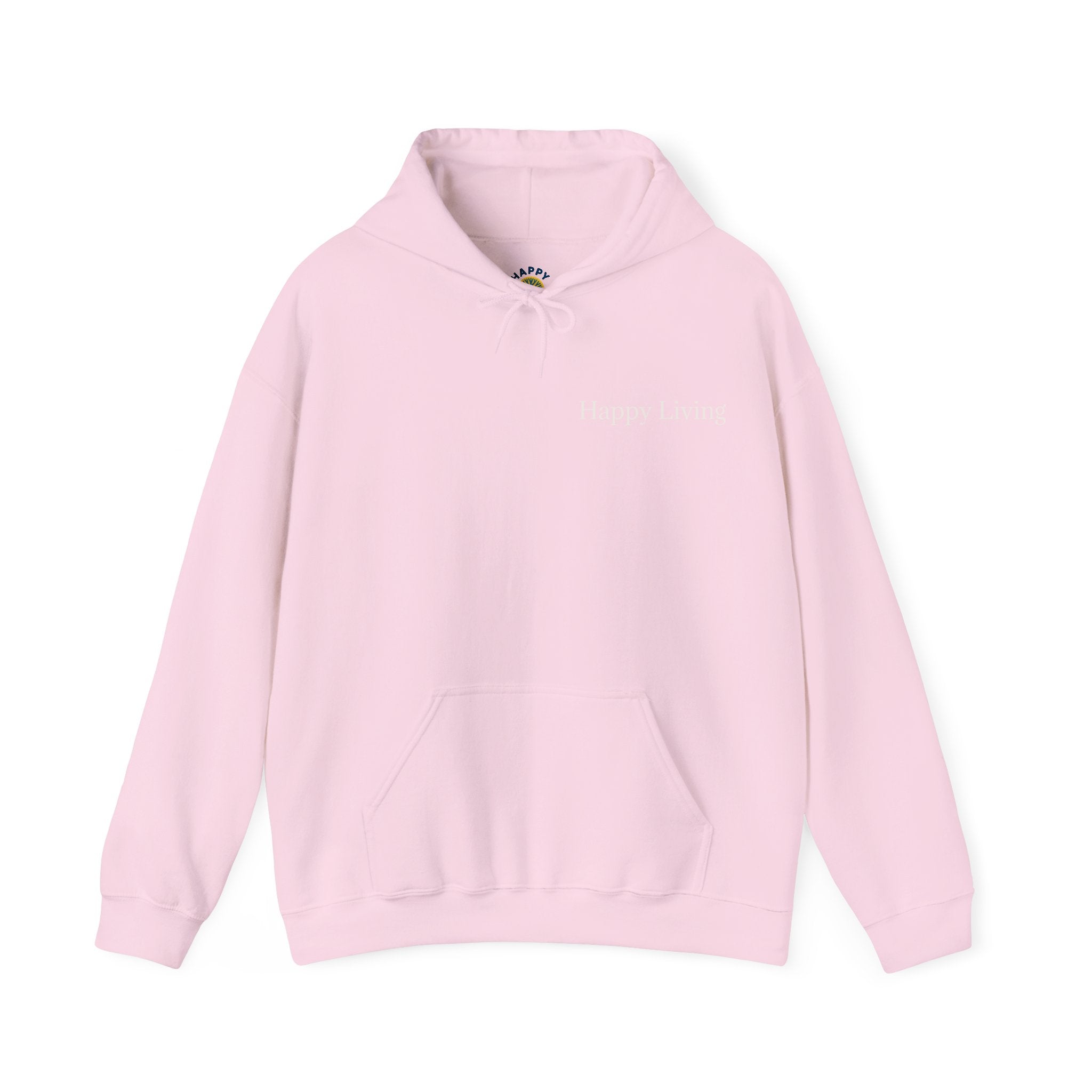 Men's Happy Living tree logo Hoodie | wellness lifestyle pullover