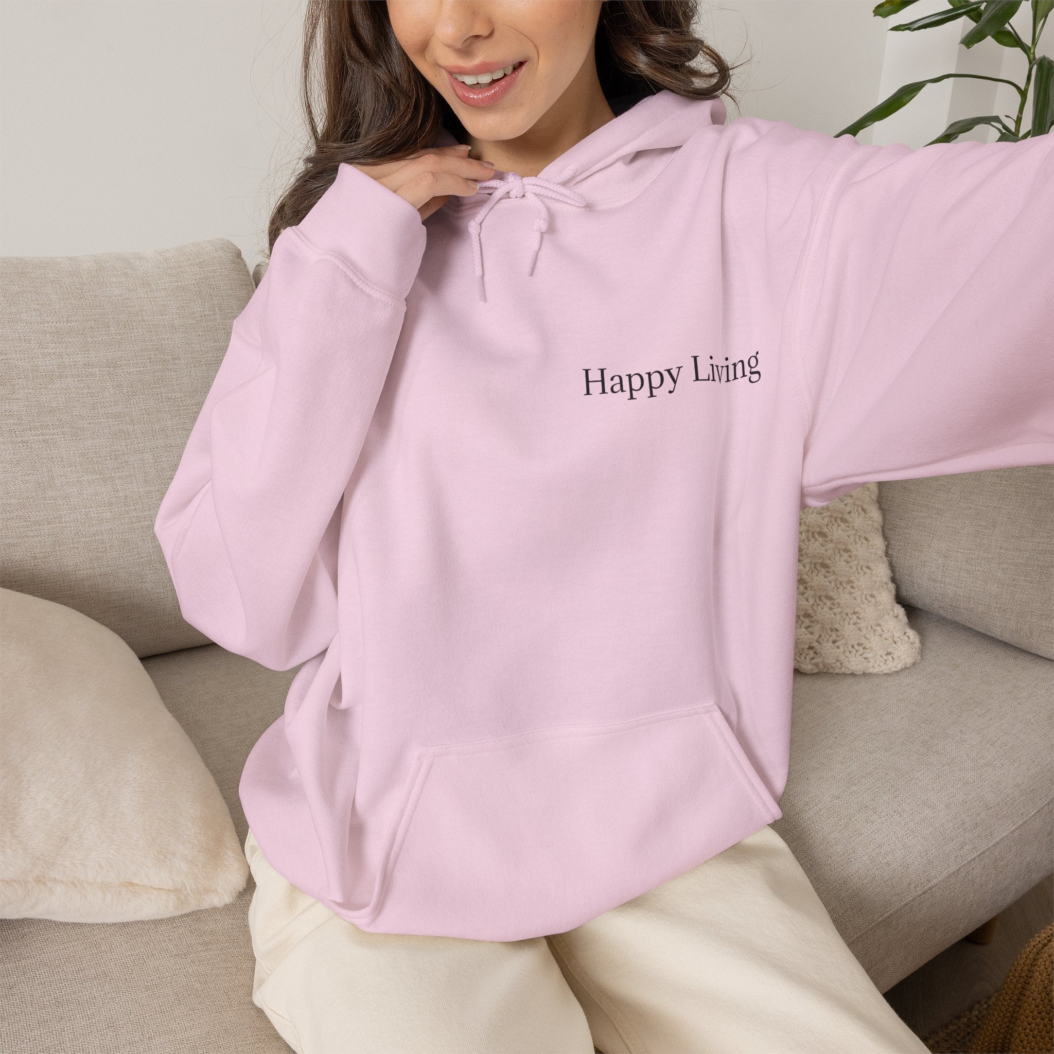 Women's Happy Living endo logo Hoodie | minimalist nature circle design