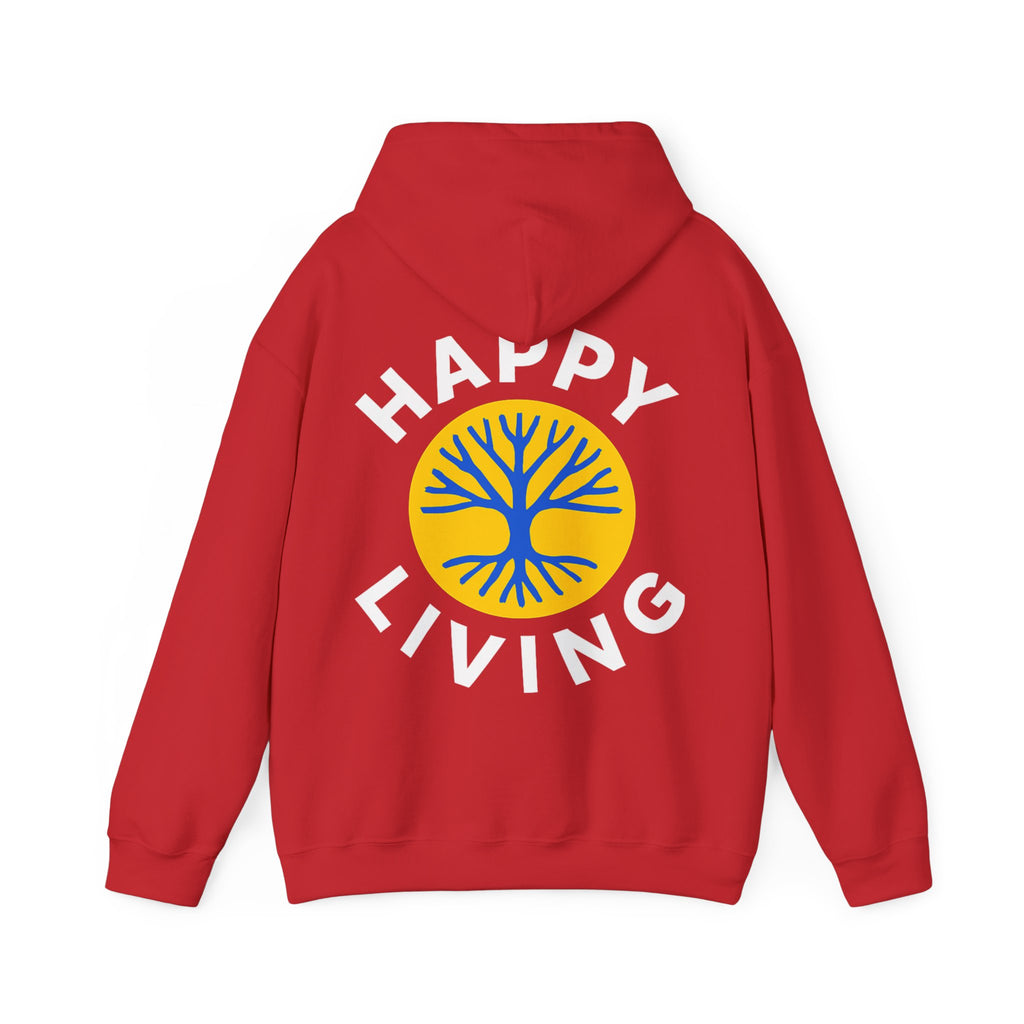 Men's Happy Living tree logo Hoodie | wellness lifestyle pullover