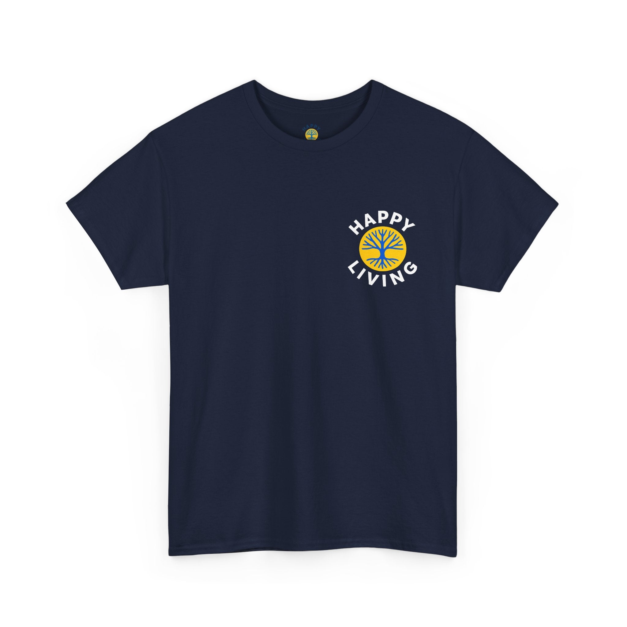 Women's Happy Living Logo Graphic Tee | Pocket Print, Minimal Retro Logo