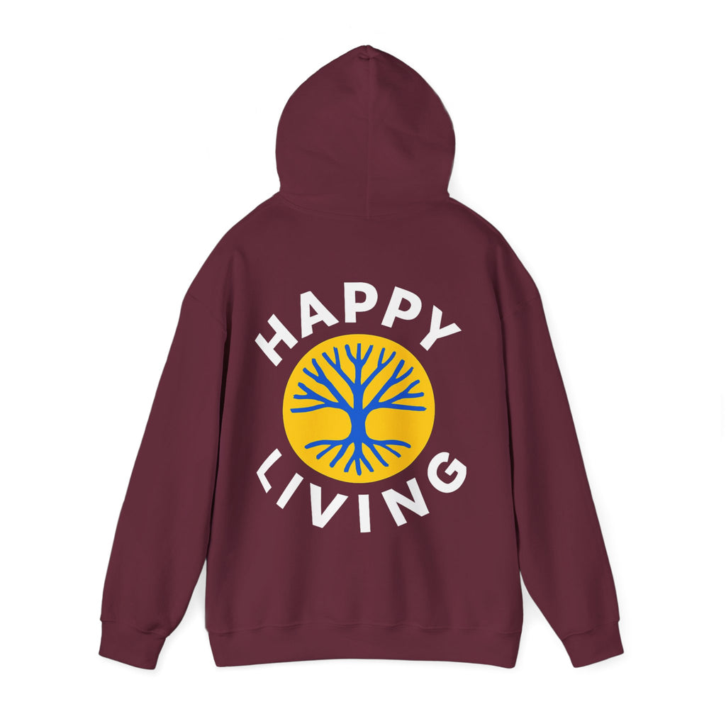 Women's Happy Living tree logo Hoodie | wellness lifestyle pullover