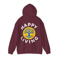 Women's Happy Living tree logo Hoodie | wellness lifestyle pullover