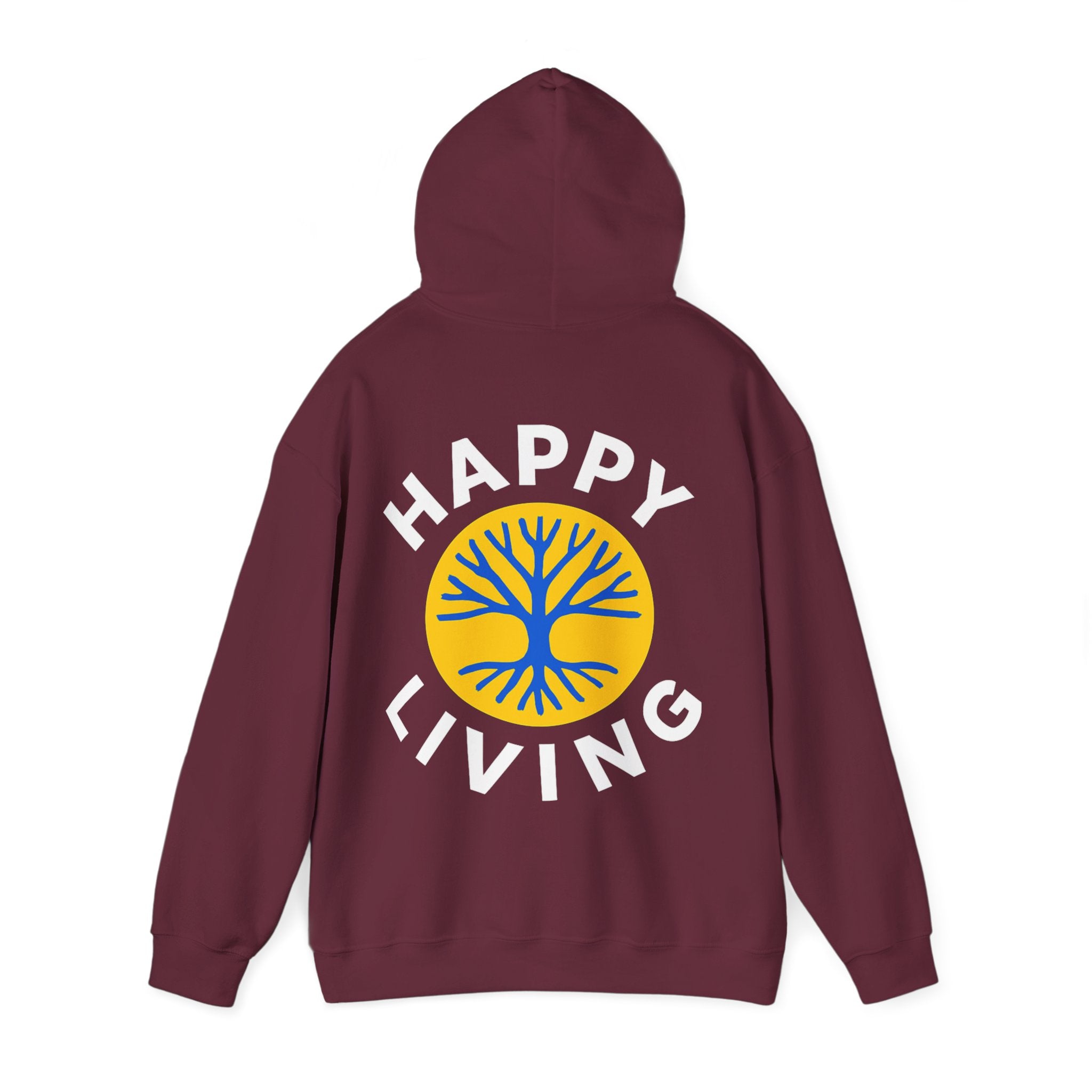 Women's Happy Living tree logo Hoodie | wellness lifestyle pullover