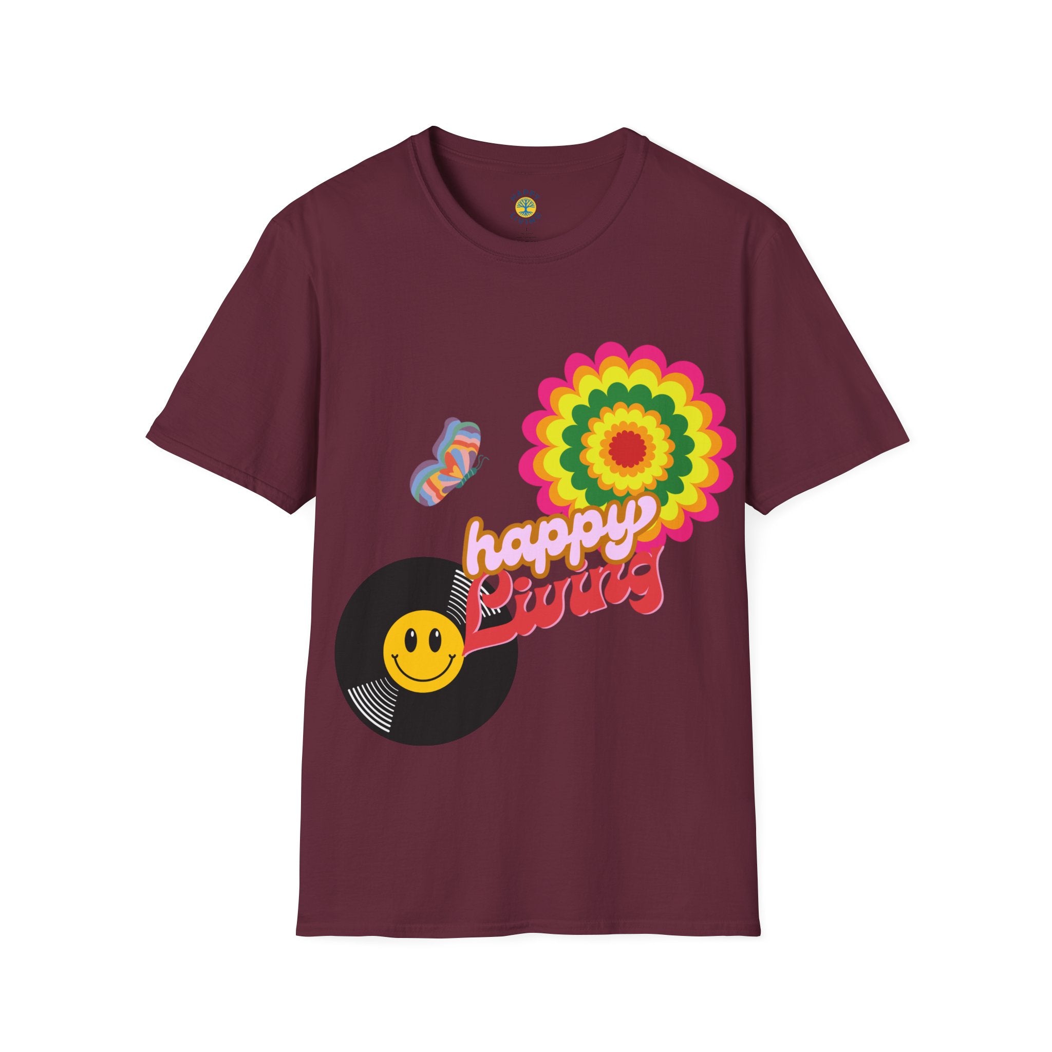 Men's-Happy Vibes Retro Flower T‑Shirt