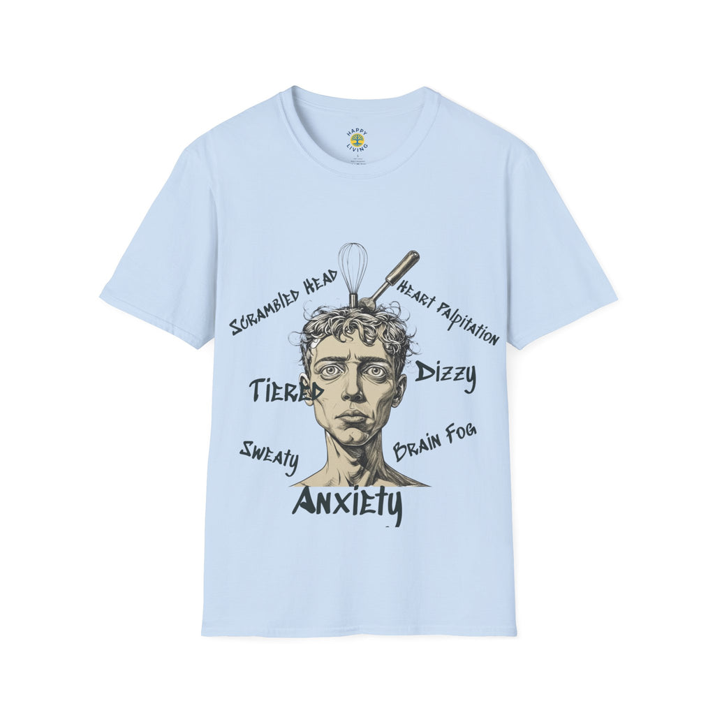 Men Anxiety Symptoms Graphic T-Shirt — Illustrated Brain Fog Dizzy Sweaty Design