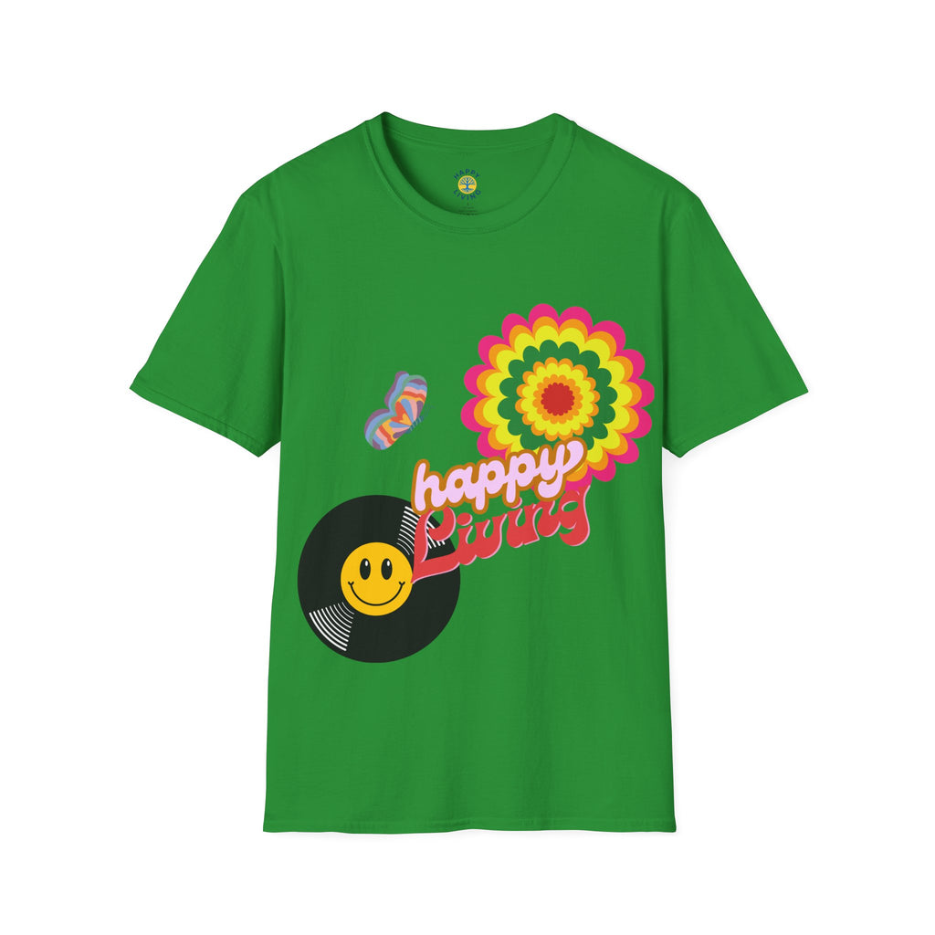Women's Happy Vibes Retro Flower T‑Shirt